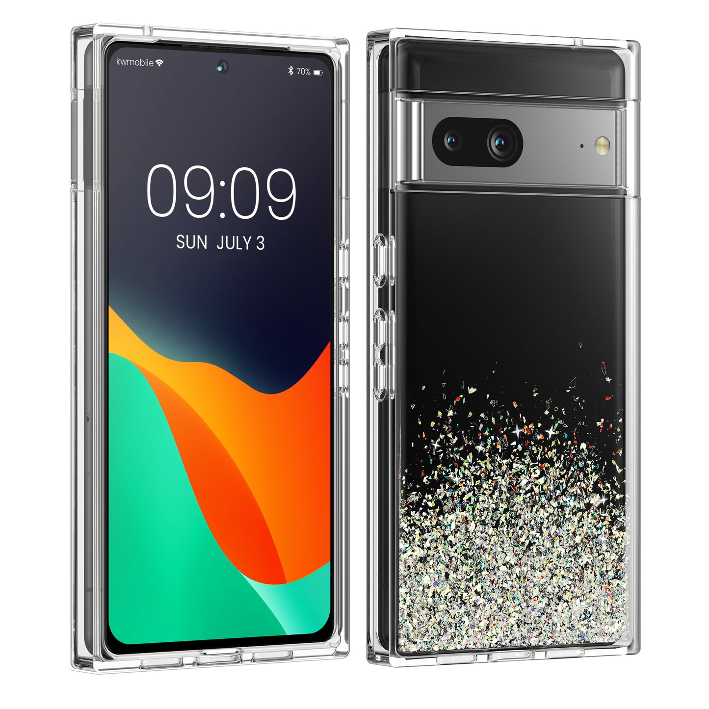 kalibri Case Compatible with Google Pixel 7 - Glitter Cover - Acrylic TPU Protective Case - Phone Cover in Silver