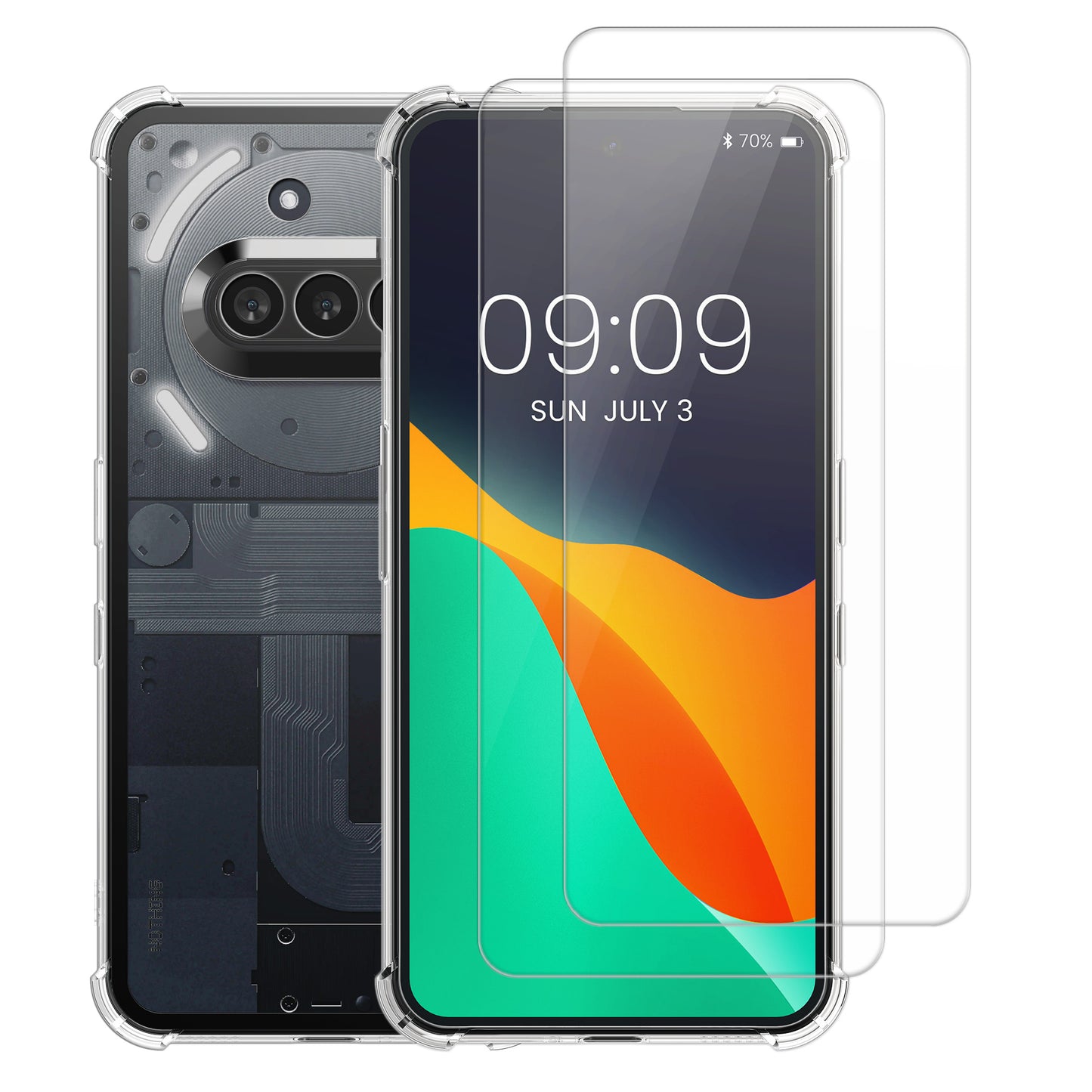 kalibri Case Compatible with Nothing Phone 3a - Phone Cover with 2x Glass Screen Protectors