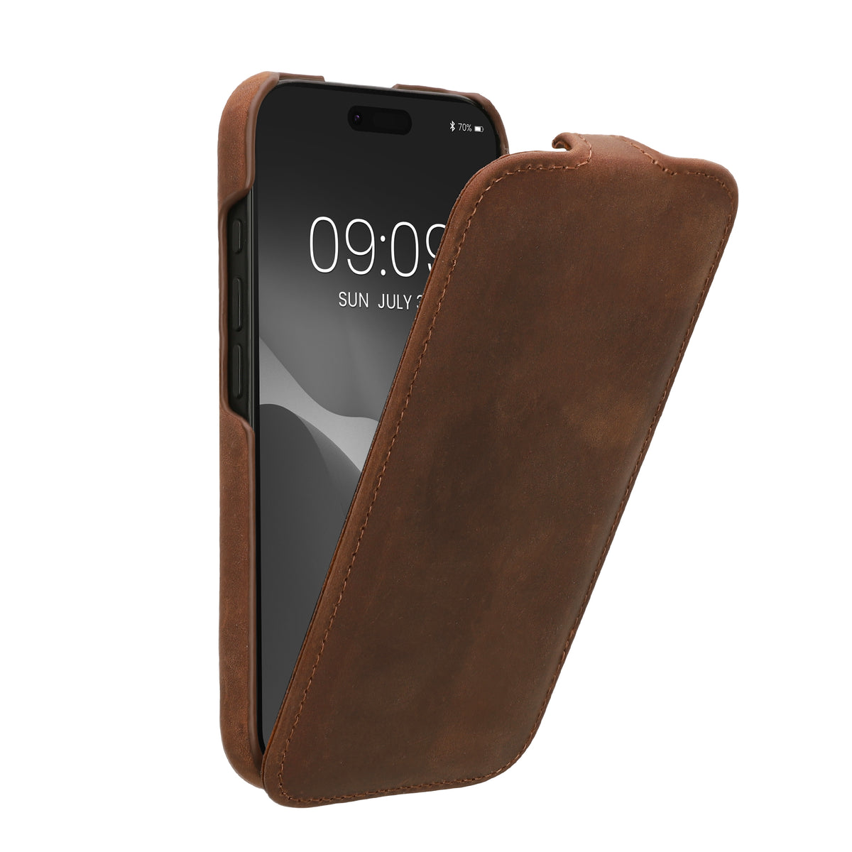 kalibri Flip Hülle Ultra Slim kompatibel mit Apple iPhone 17 - Leder Case Schutzhülle Tasche in Braun Braun
