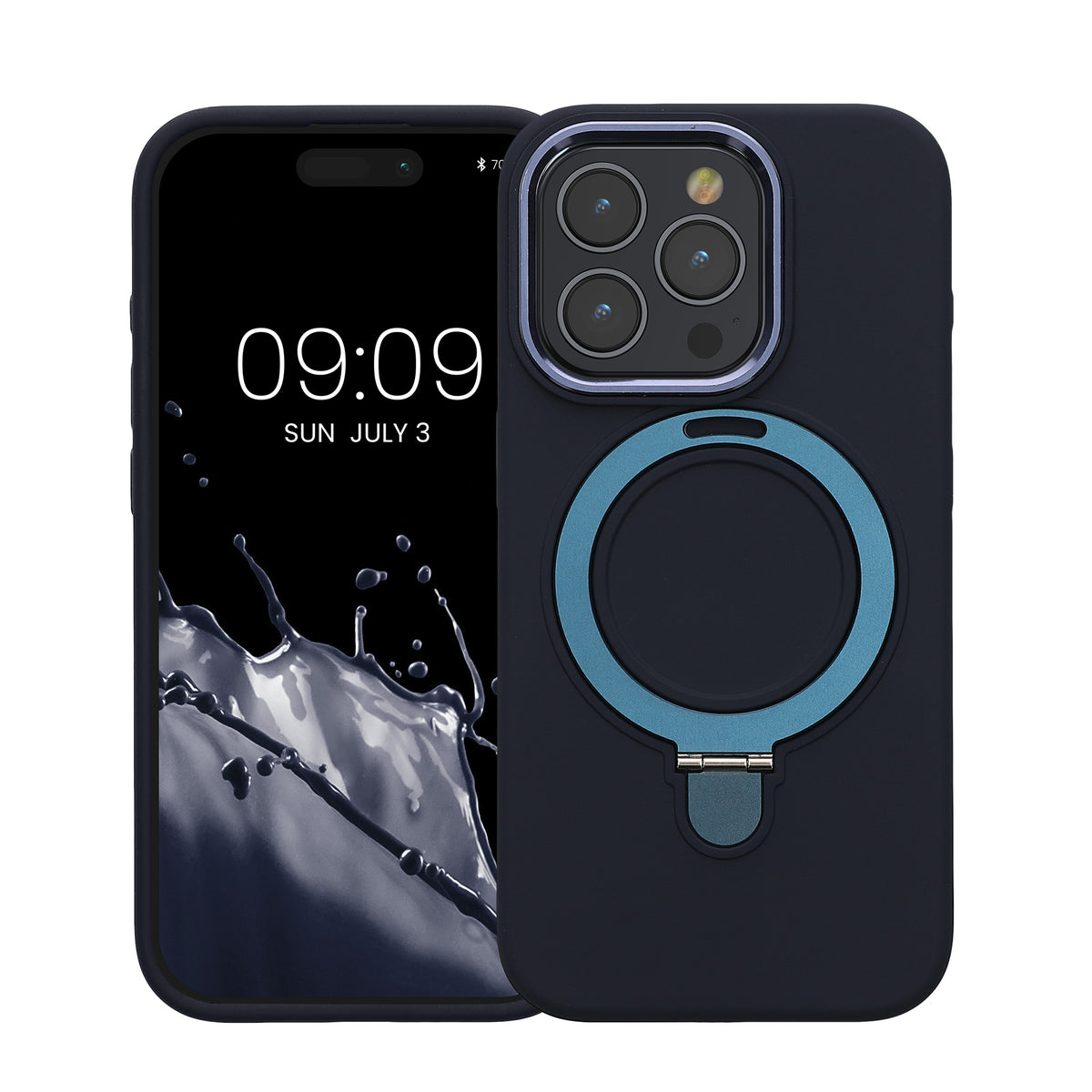 kalibri Case Compatible with Apple iPhone 15 Pro Case - Silicone Case Compatible with MagSafe - Cover with Stand Finger Holder