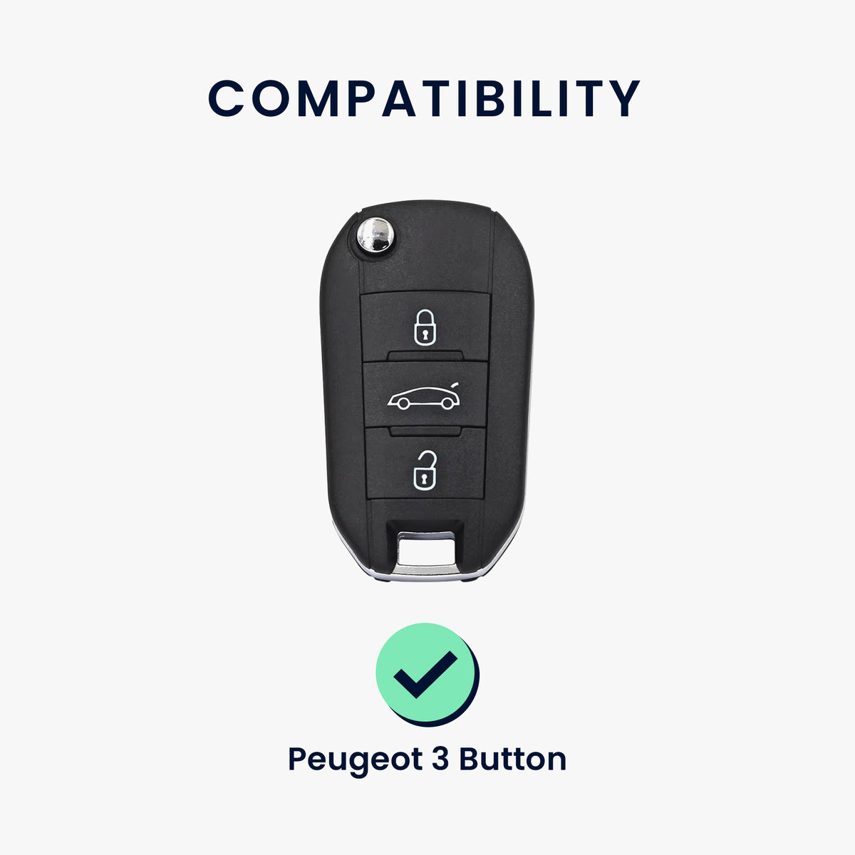 Silicone Car Key Cover for Peugeot Citroen 3-Button Flip Key