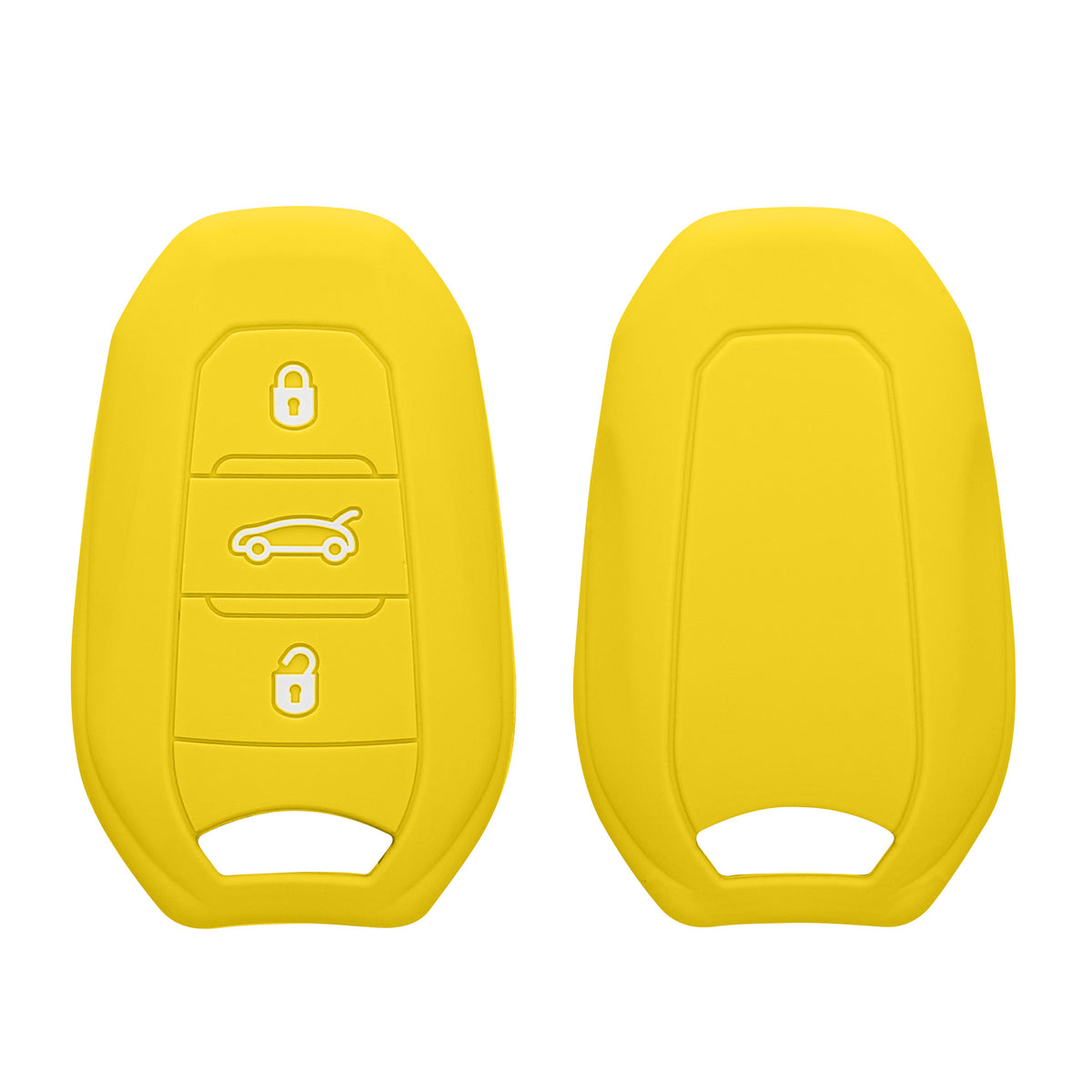 kwmobile Schlüsselhülle für Peugeot Citroen 3-Tasten Smartkey Autoschlüssel (nur Keyless Go) Hülle - Autoschlüssel Schlüssel Hülle aus Silikon - Schlüsselschutz Gehäuse in Strahlend Gelb Strahlend Gelb