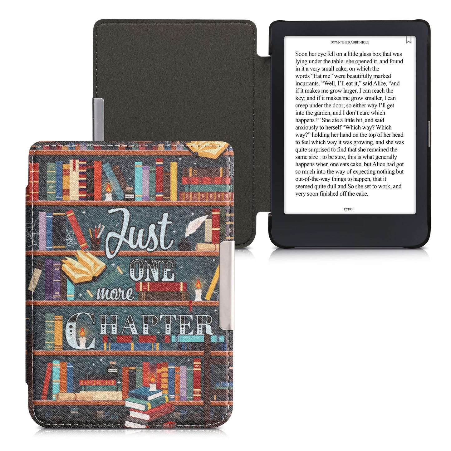 kwmobile Protective Case for Tolino Shine 3 - eReader Flip Case with Auto Sleep Function - Owl Sleep with Brown Mint Green