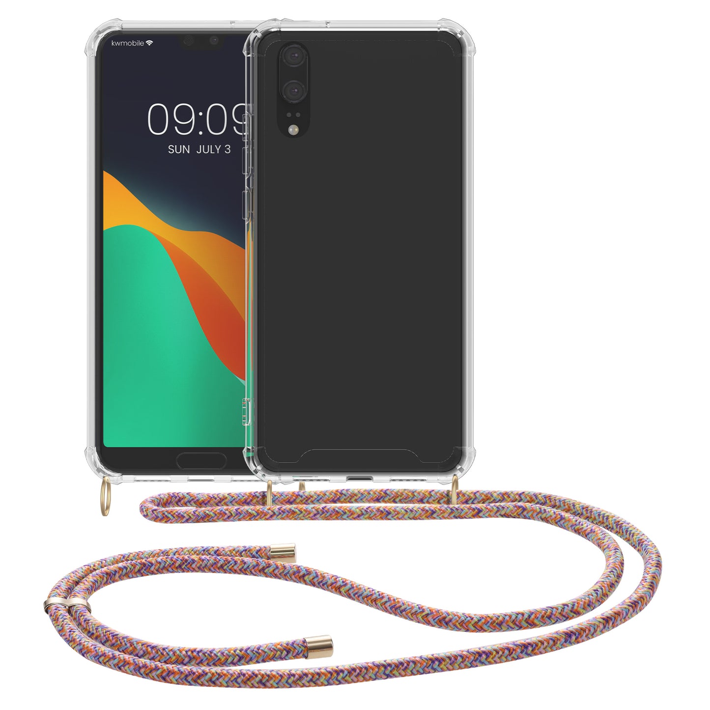 kwmobile Necklace Case Compatible with Huawei P20 - Silicone Cover with Lanyard Strap - Phone Case