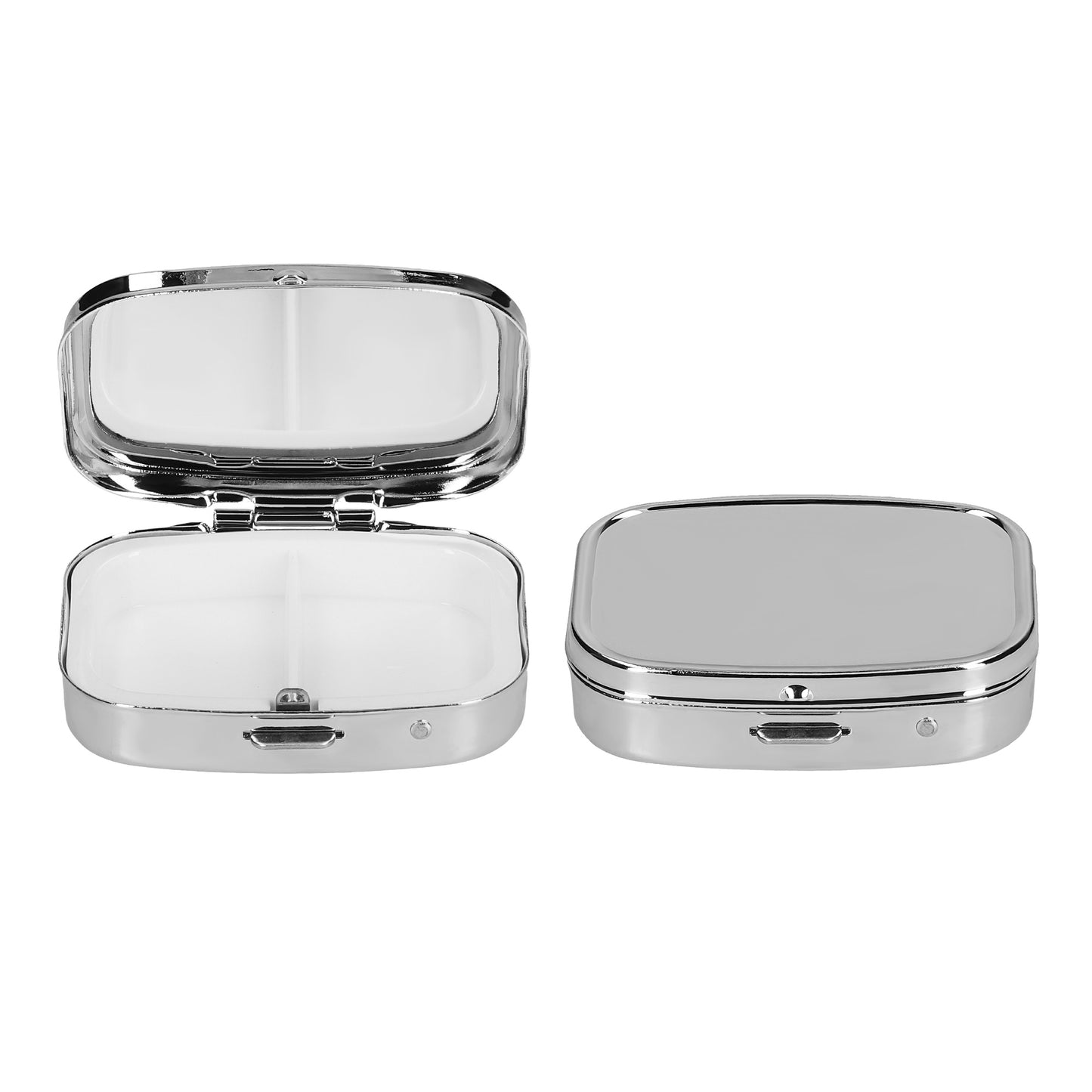 kwmobile Tablettenbox mit 2 Fächern - 5,5 x 4 x 1,5cm - Pillendose klein Tablettendose - Tragbare Pillenbox Metall