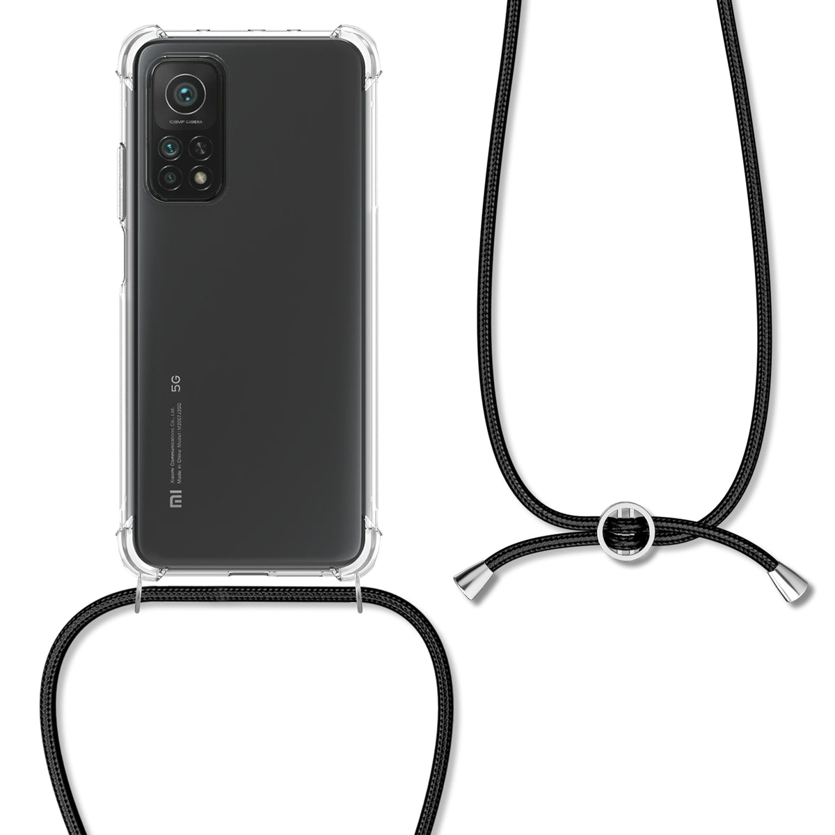 Xiaomi Mi 10T / Mi 10T Pro Silikon Handykette mit Band Schwarz