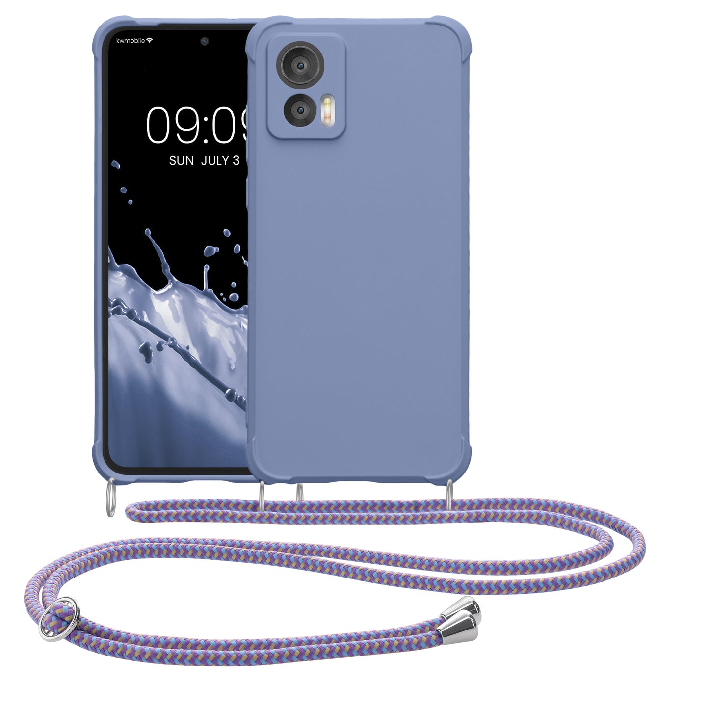kwmobile Necklace Case compatible with Motorola Edge 30 Neo - Cover with Lanyard - Silicone Protective Case