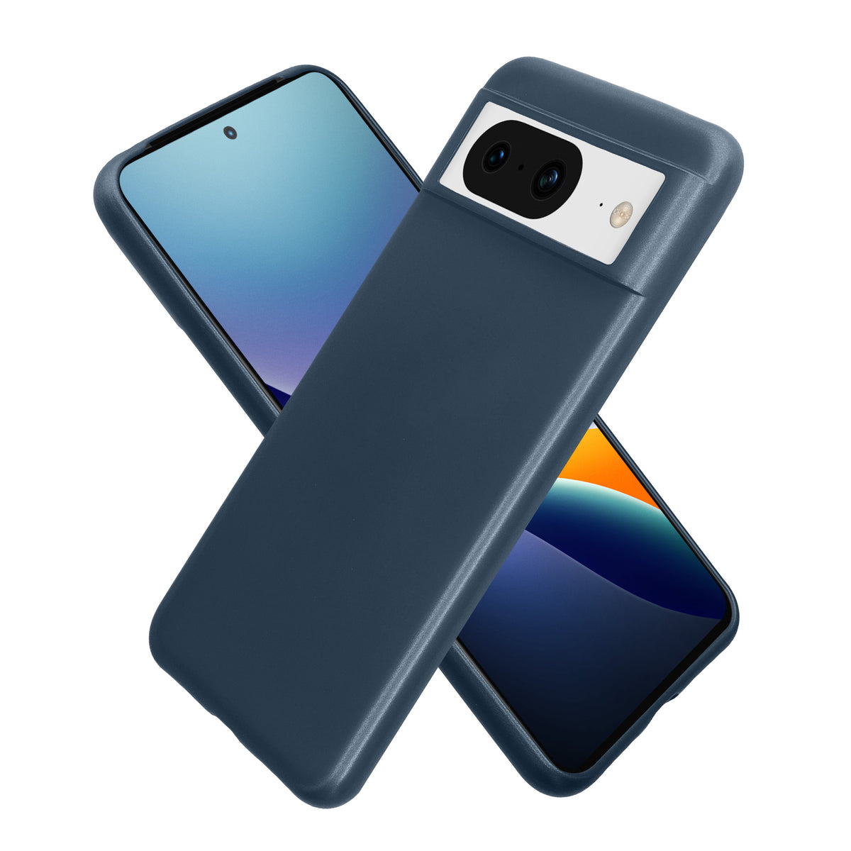 kwmobile Handyhülle für Google Pixel 8 Hülle - Silikon Case metallisch schimmernd - Schutzhülle Cover - Metallic Zodiac Blue Metallic Zodiac Blue