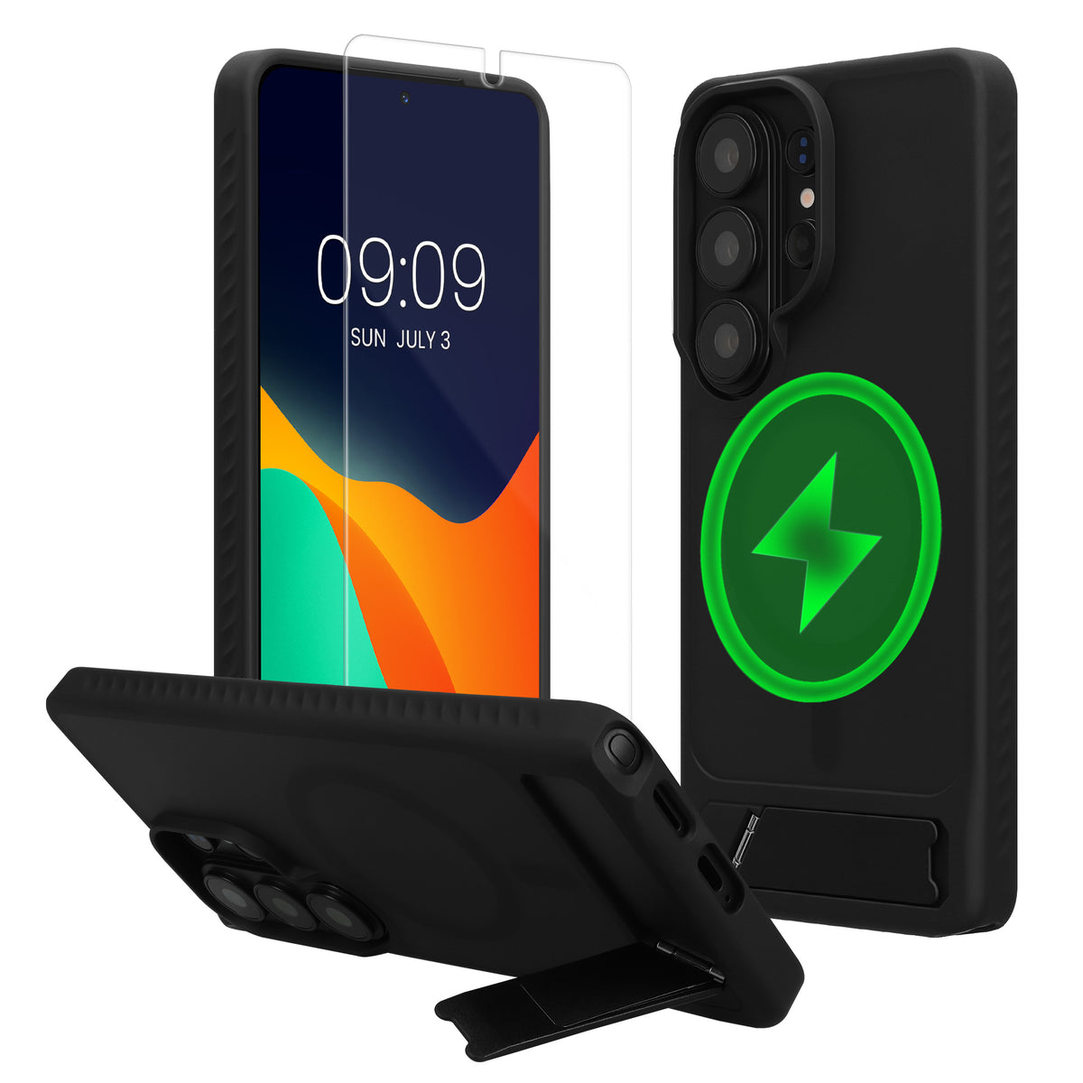 Samsung Galaxy S26 Ultra Handyhülle mit MagSafe mit Ständer + Schutzglas Schwarz KWM000022BI001C