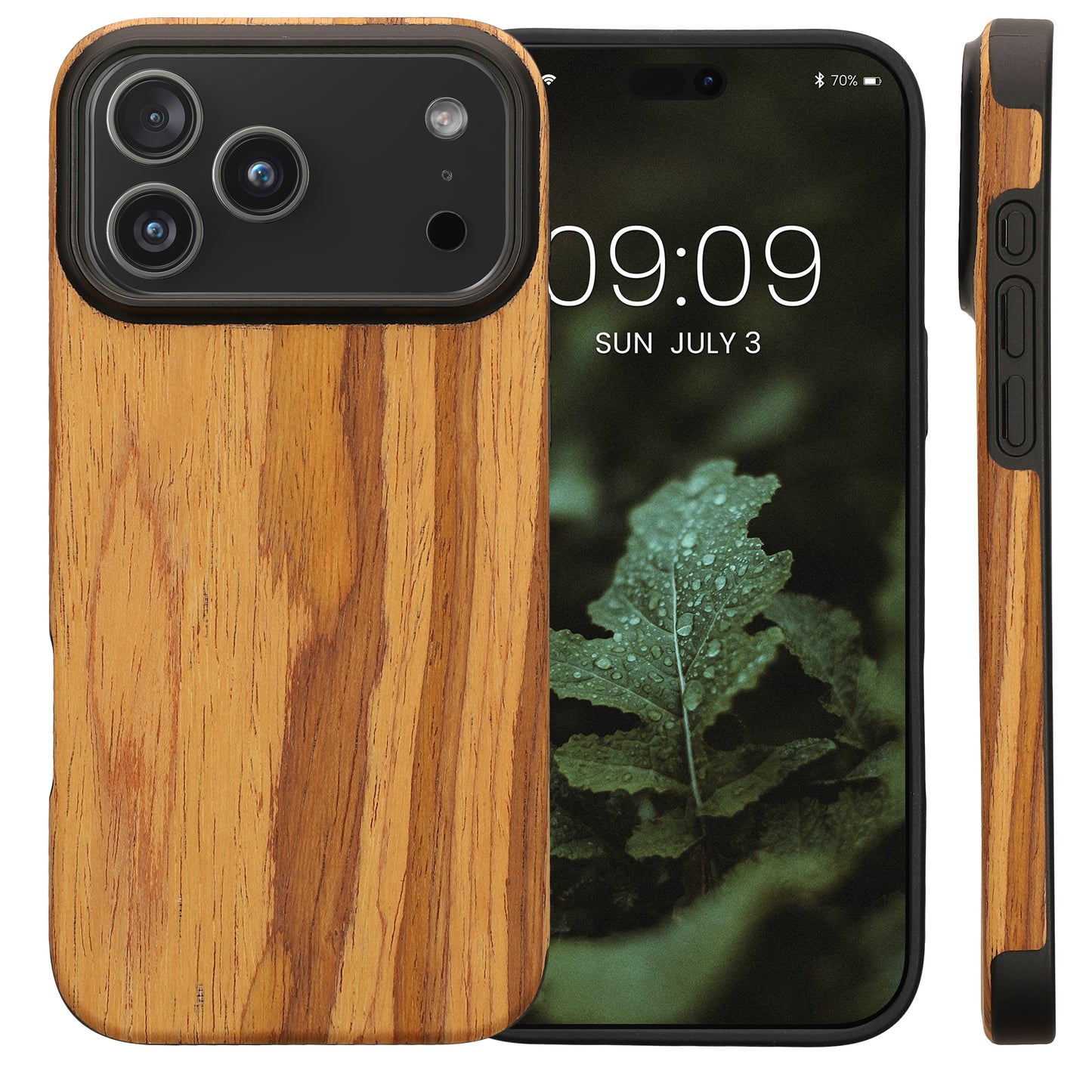 kwmobile Hülle kompatibel mit Apple iPhone 16 Pro Max - Backcover Cover Holz Maserung