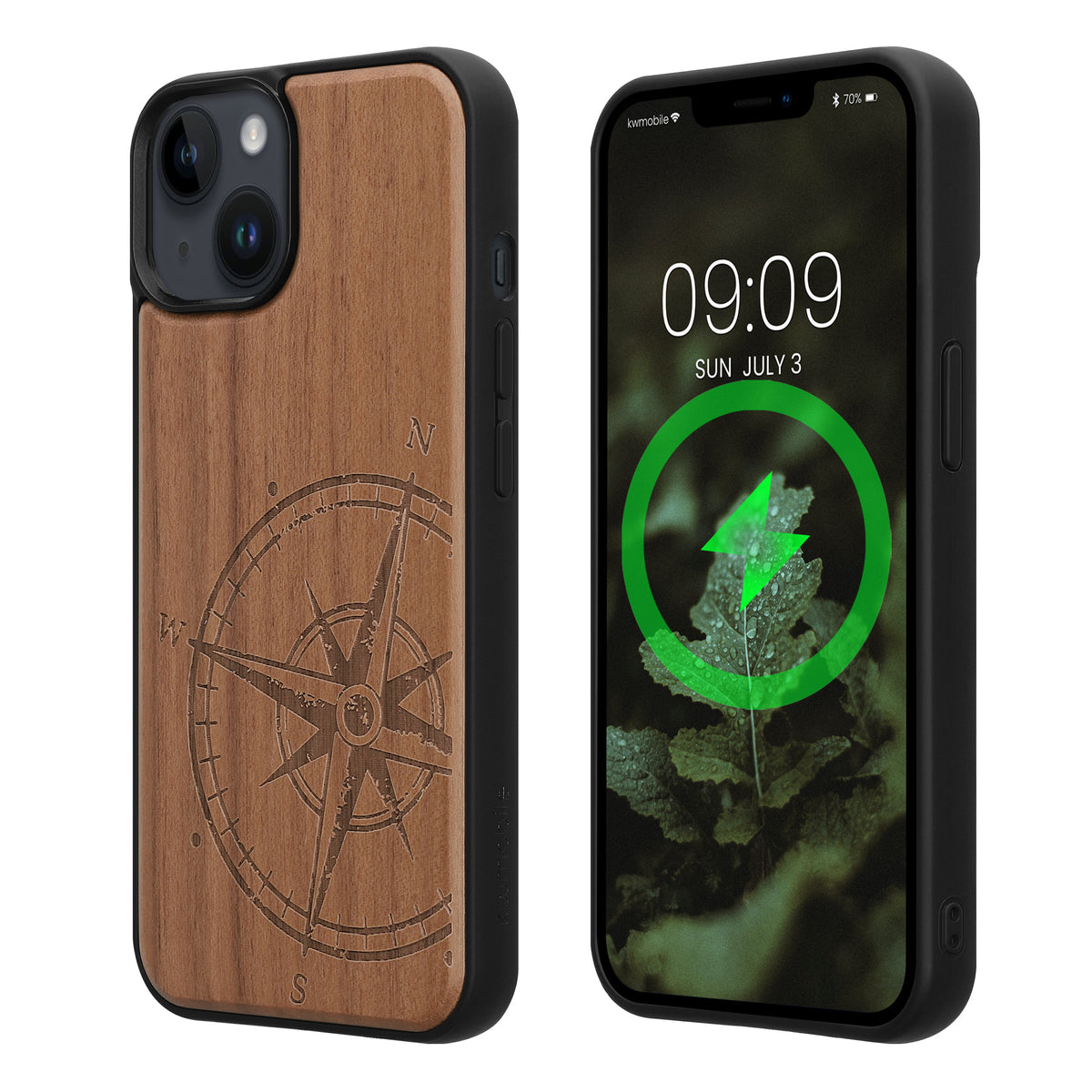 iPhone 14 Holz Handyhülle mit MagSafe Kompass Vintage KWM0000235N001C