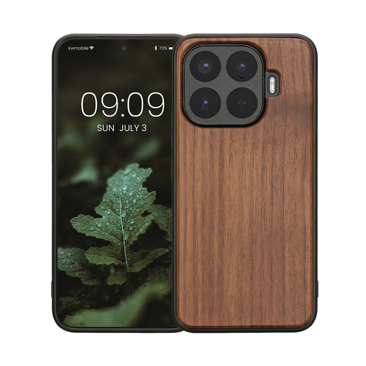 kwmobile Handyhülle für Xiaomi 17T Pro Hülle Holz - Case mit TPU Bumper - Stoßfestes Hardcase - Schutzhülle Cover in Dunkelbraun Dunkelbraun