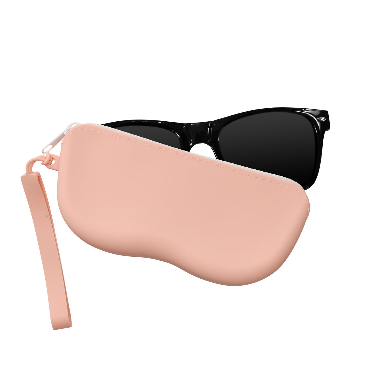 kwmobile Sonnenbrillen Etui zum Anhängen - weiches Brillenetui zum Anhängen für Handtasche - Tasche für Brille mit Reißverschluss - Sonnenbrillenetui aus Silikon - Altrosa Altrosa
