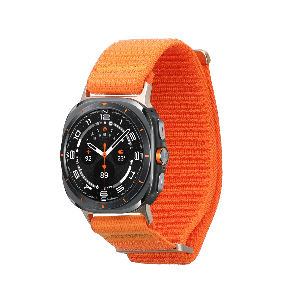 kwmobile Armband kompatibel mit Samsung Galaxy Watch Ultra 47mm - Nylon Fitnesstracker Sportarmband Band in Orange - Innenmaße von Orange