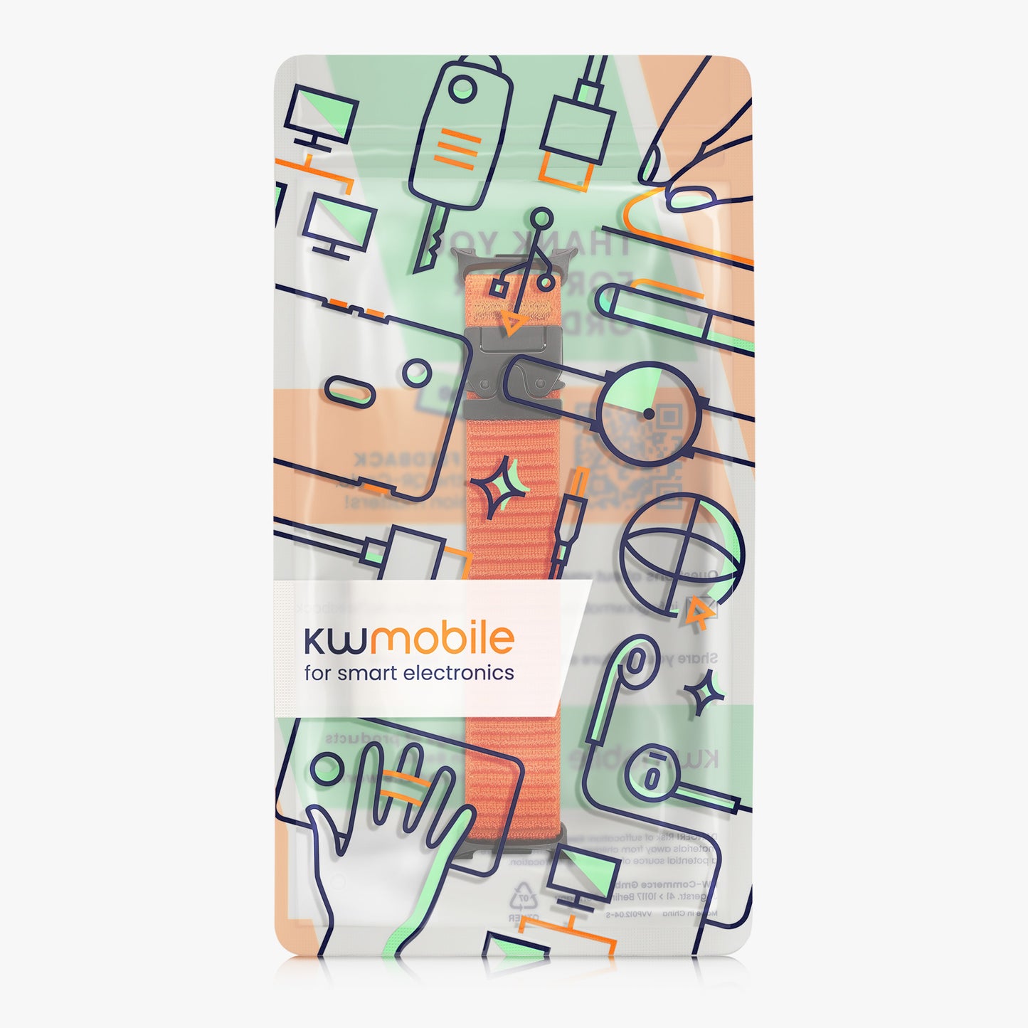 kwmobile Armband kompatibel mit Samsung Galaxy Watch 8 Galaxy / Galaxy Watch 8 Classic 46mm - Nylon Fitnesstracker Sportarmband Band in Orange - Innenmaße von Orange