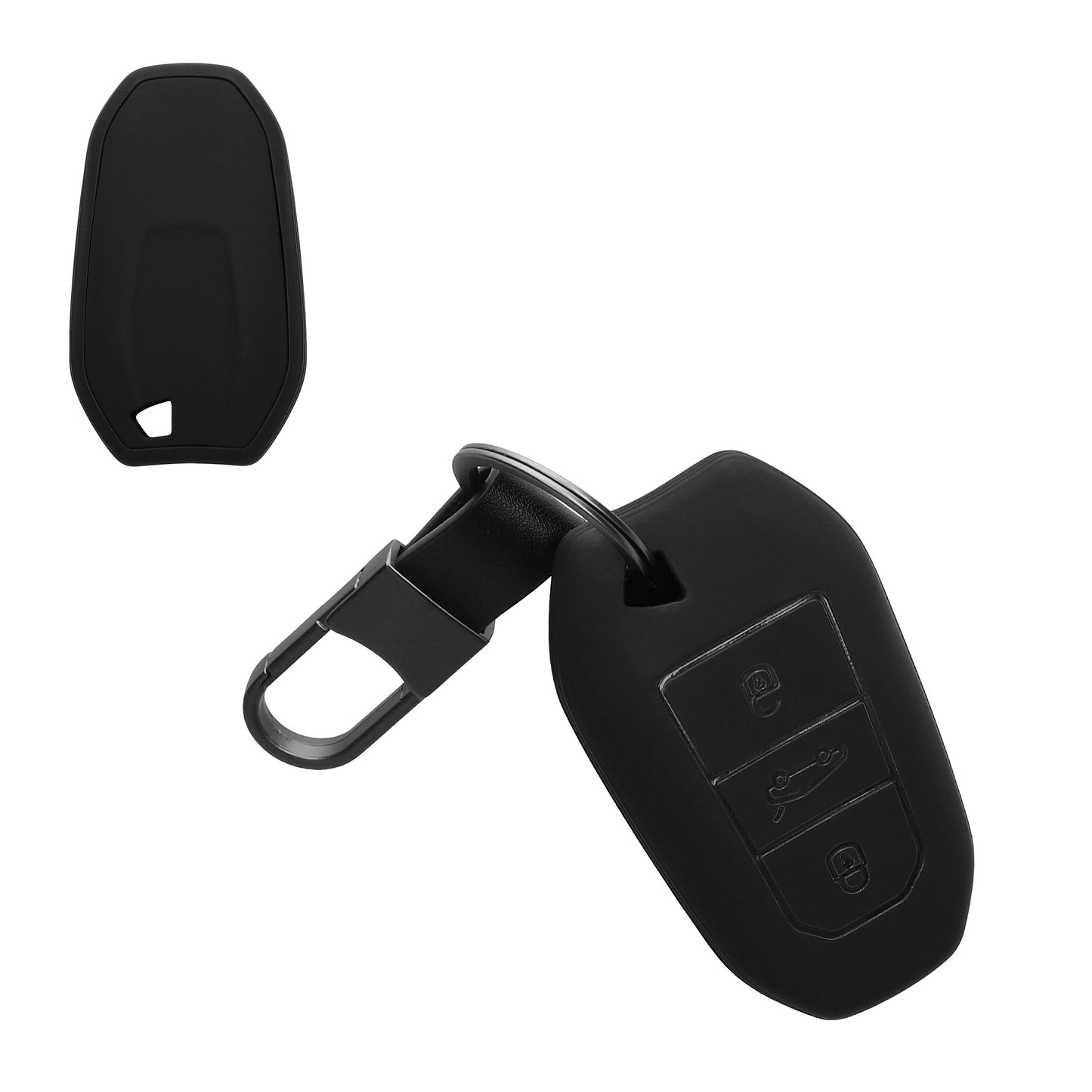 kwmobile Autoschlüssel Hülle kompatibel mit Peugeot Citroen 3-Tasten Smartkey Autoschlüssel (nur Keyless Go) Hülle - TPU Schlüsselhülle - Schlüssel Cover in Schwarz - Mit Schlüsselring Schwarz