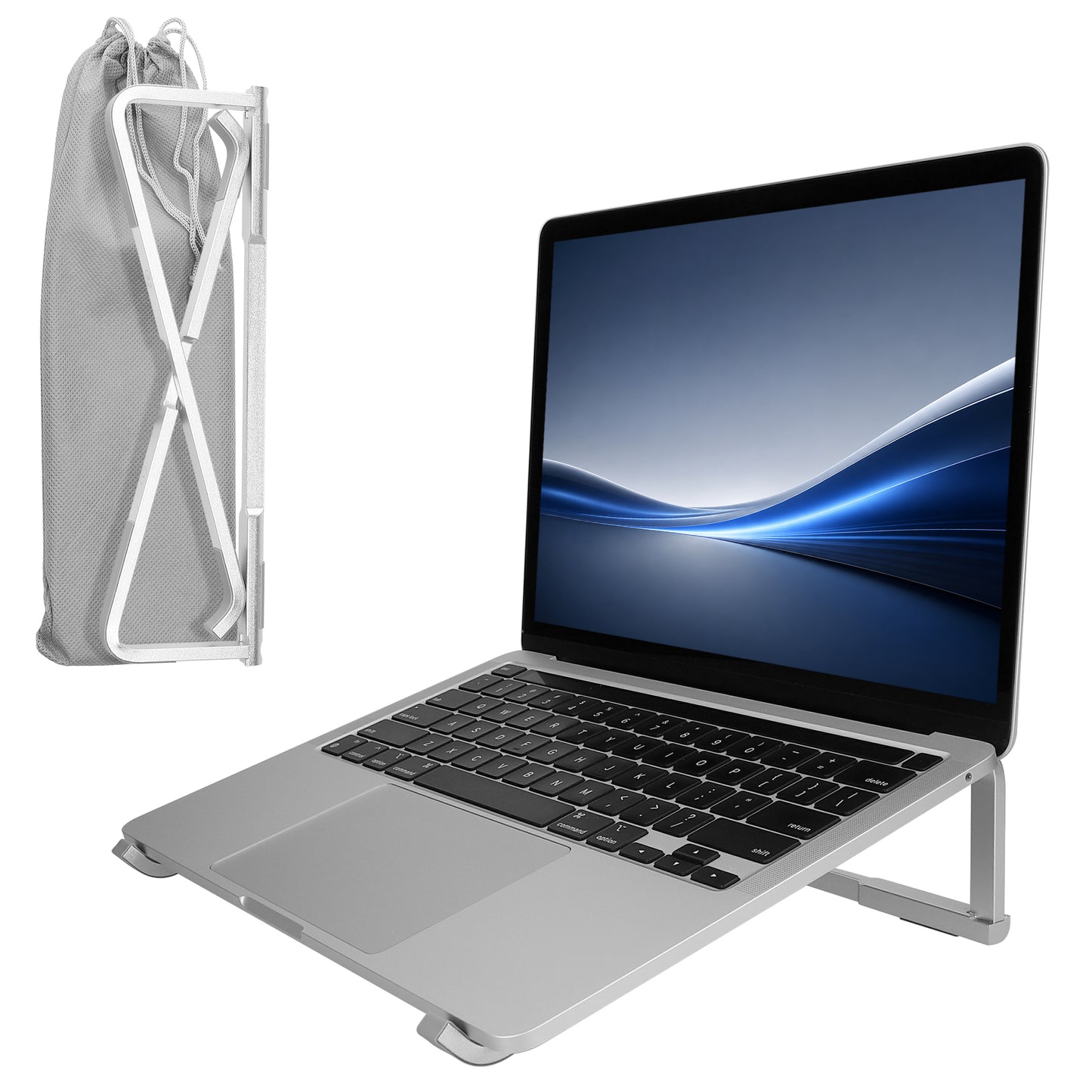 kwmobile Laptop Ständer Stand höhenverstellbar für 11 bis 15,6 Zoll - Laptopständer Laptop Halterung aus Aluminium - Notebook Halter Laptophalter Erhöhung faltbar Silber Silber