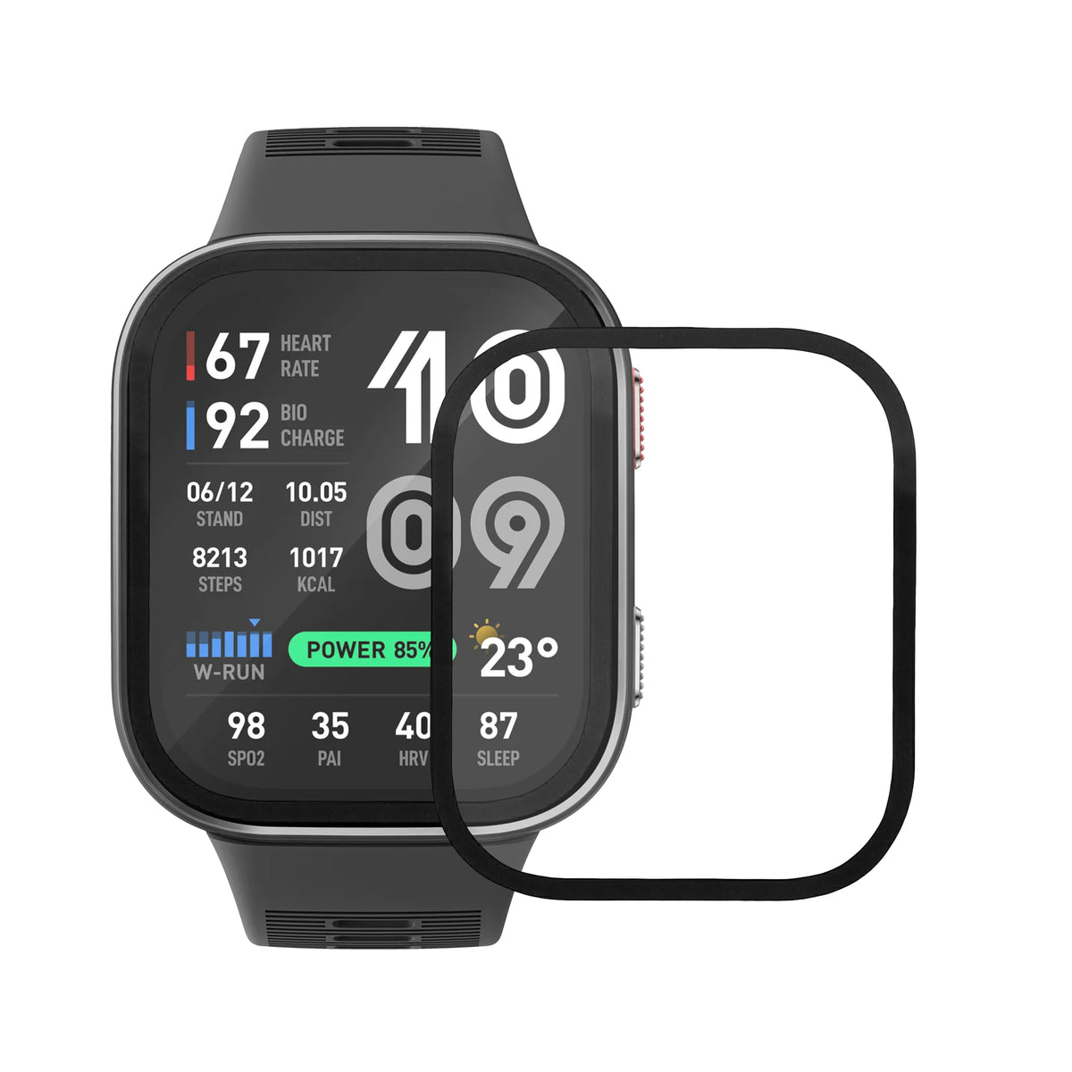 kwmobile 2x Transparente Displayschutzfolie kompatibel mit Amazfit Bip Max 50mm Folie - Schutzfolie für Fitness Tracker - robuster Displayschutz Transparent