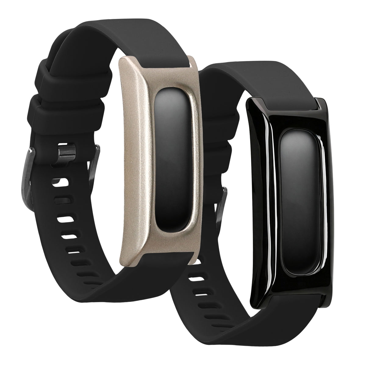 kwmobile 2x Hülle kompatibel mit Google Fitbit Air - Fitnesstracker Case Set Schwarz Silber - ohne Tracker Schwarz