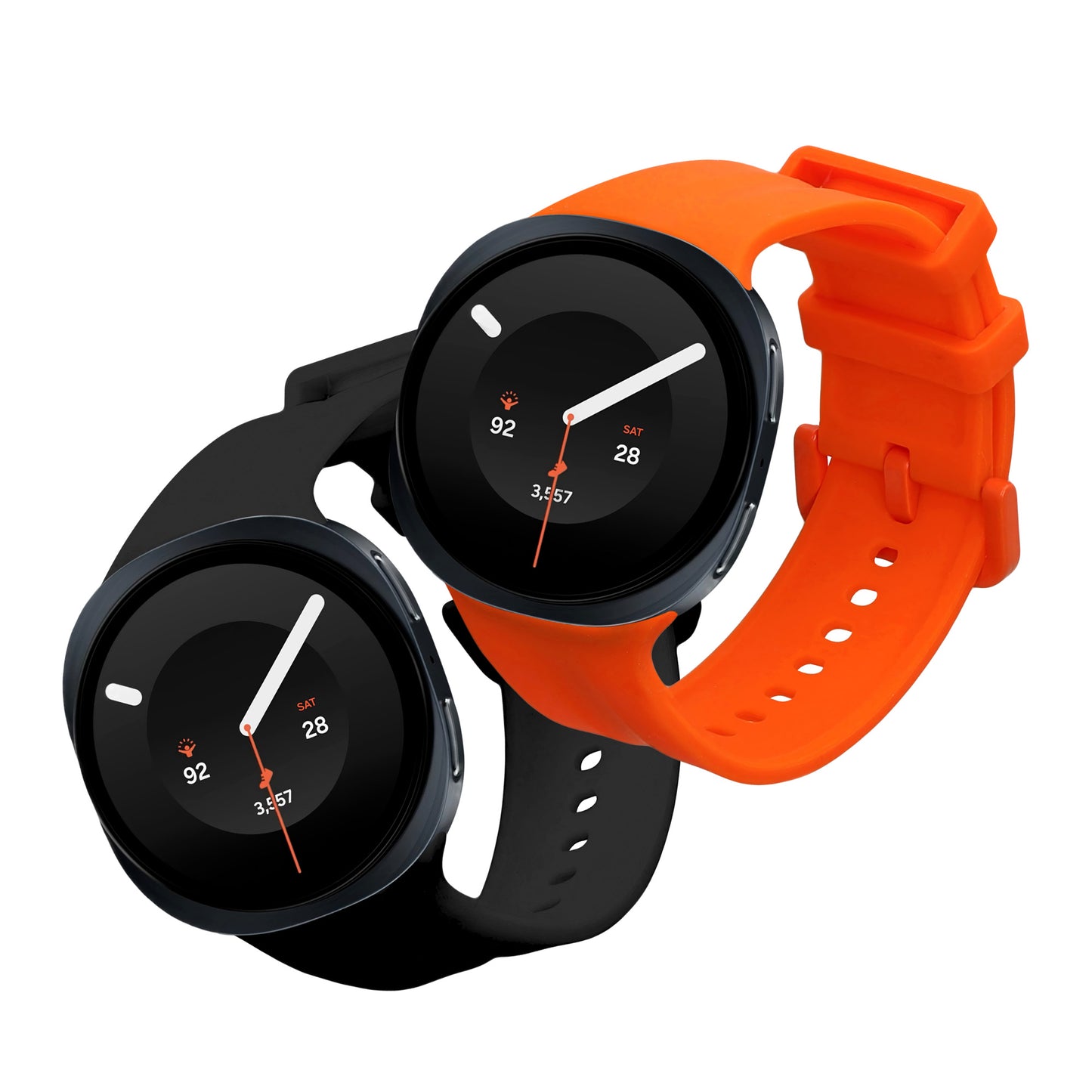 kwmobile 2x Uhrenarmband für Samsung Galaxy Watch 9 Armband - Fitnesstracker Band Set aus TPU Silikon - Ersatzarmband Smartwatch - Orange Schwarz Orange