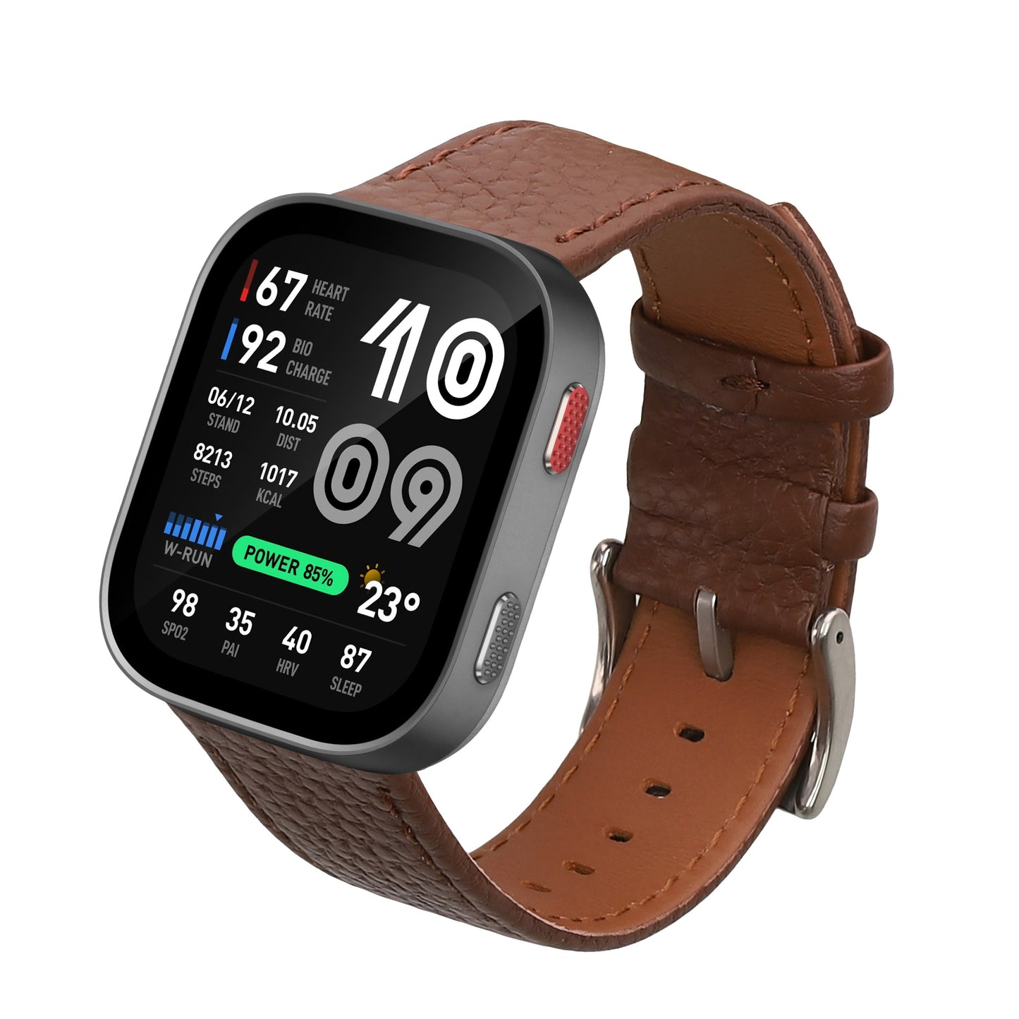 kwmobile Echtleder Uhrenarmband für Amazfit Bip Max / Amazfit Bip 6 Armband - Ersatzarmband für Fitnesstracker - Wechselarmband Smartwatch - Dunkelbraun Dunkelbraun
