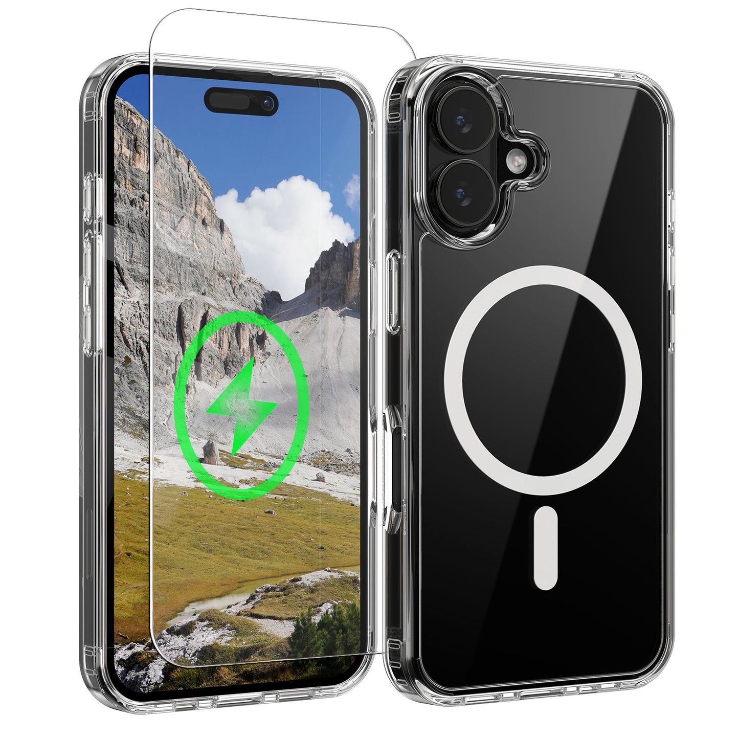 Oakshield Transparent Case für Apple iPhone 17 Hülle - Crystal Clear Handyhülle mit Anti-Vergilbung & 9H Glas Displayschutz - kompatibel mit MagSafe - Transparent Weiß Transparent