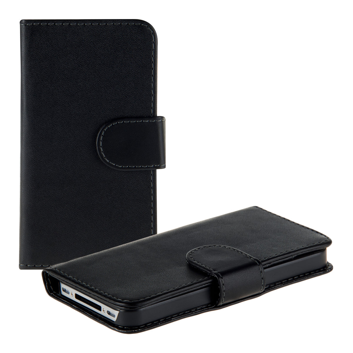 Wallet Case kompatibel mit Apple iPhone 4 / 4S - Schwarz - Hüllen