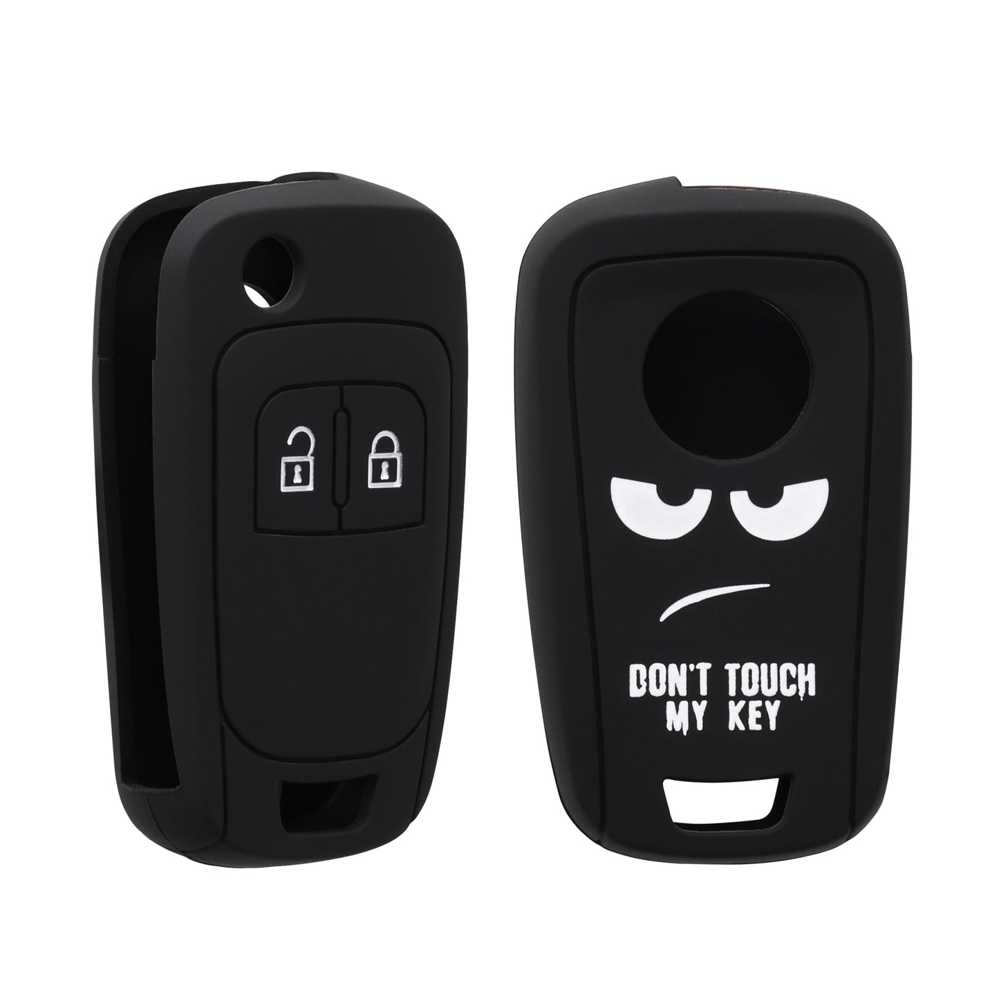 kwmobile Car Key Cover compatible with Opel Chevrolet 2-Button Foldable Car Key - Key Fob Cover Don't touch my Key