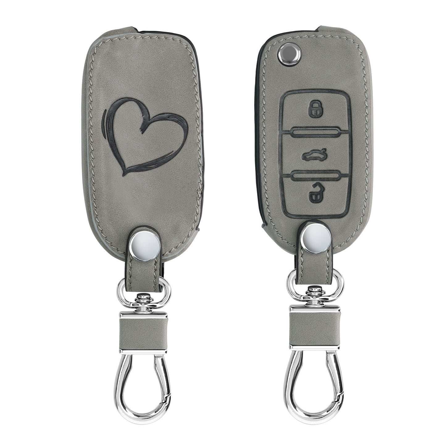 kwmobile Car Key Fob Cover compatible with VW Skoda Seat 3-button Car Key Fob Faux Leather Protective Case Key Shell Cover