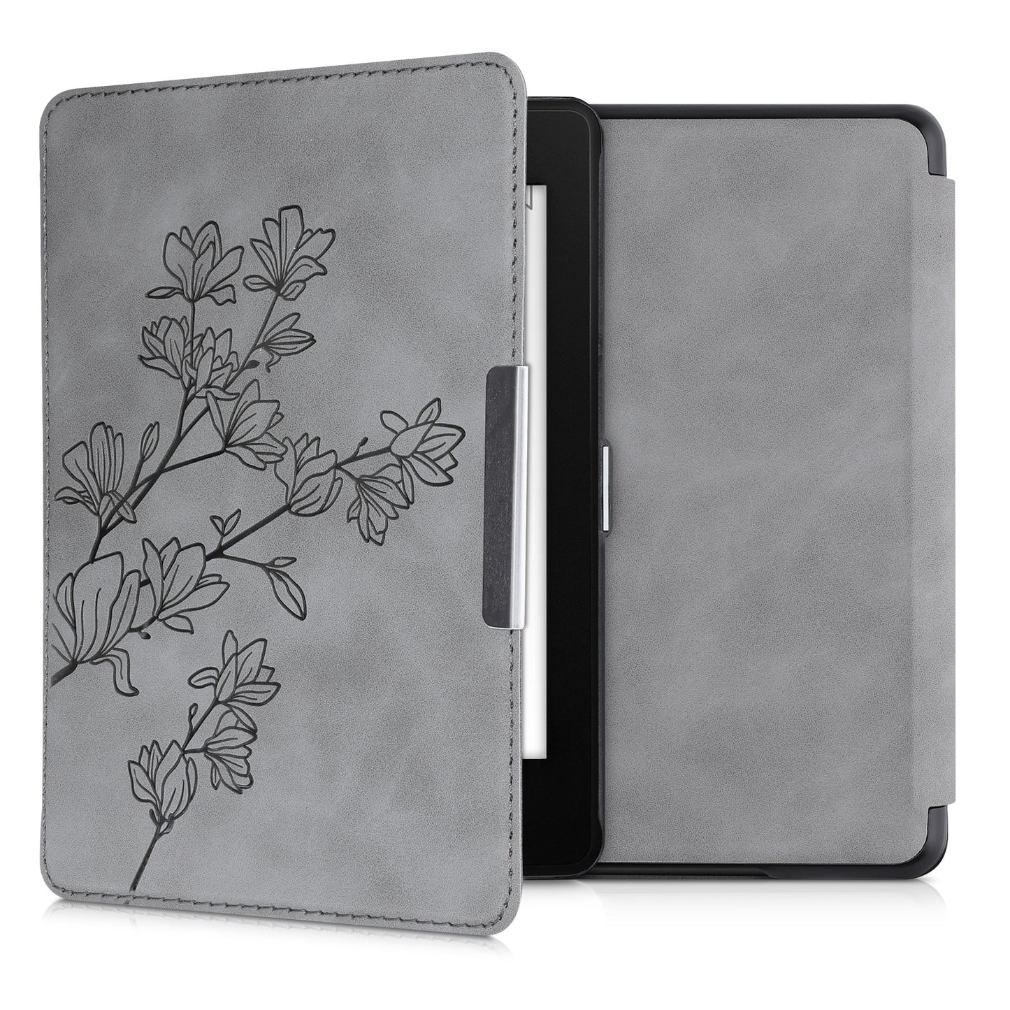 kwmobile Case for Amazon Kindle Paperwhite (10th Gen - 2018) Cover - eReader Faux Leather Case with Auto Sleep Function - Dandelion Love