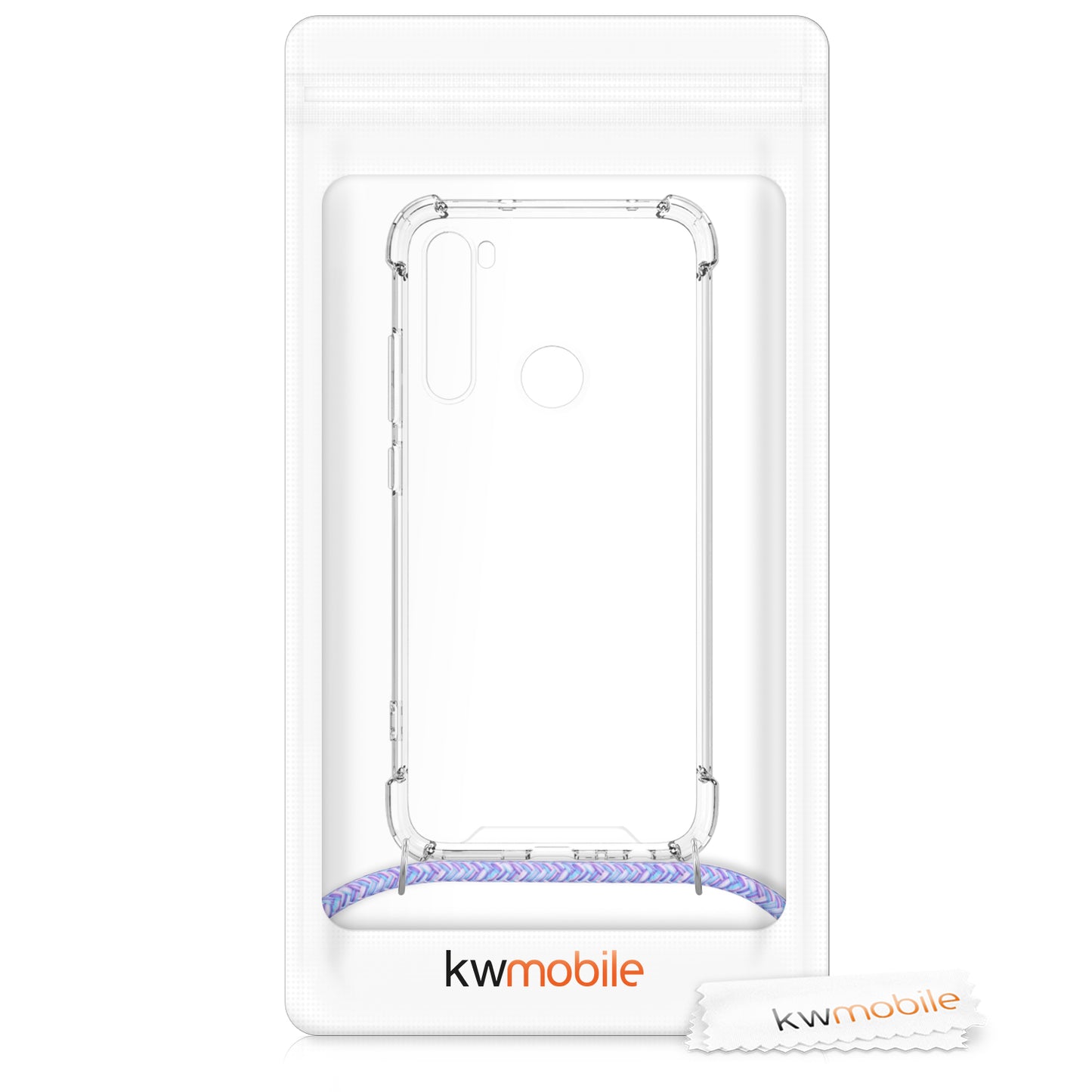 kwmobile Necklace Case compatible with Xiaomi Redmi Note 8 Silicone Cover with Lanyard Transparent