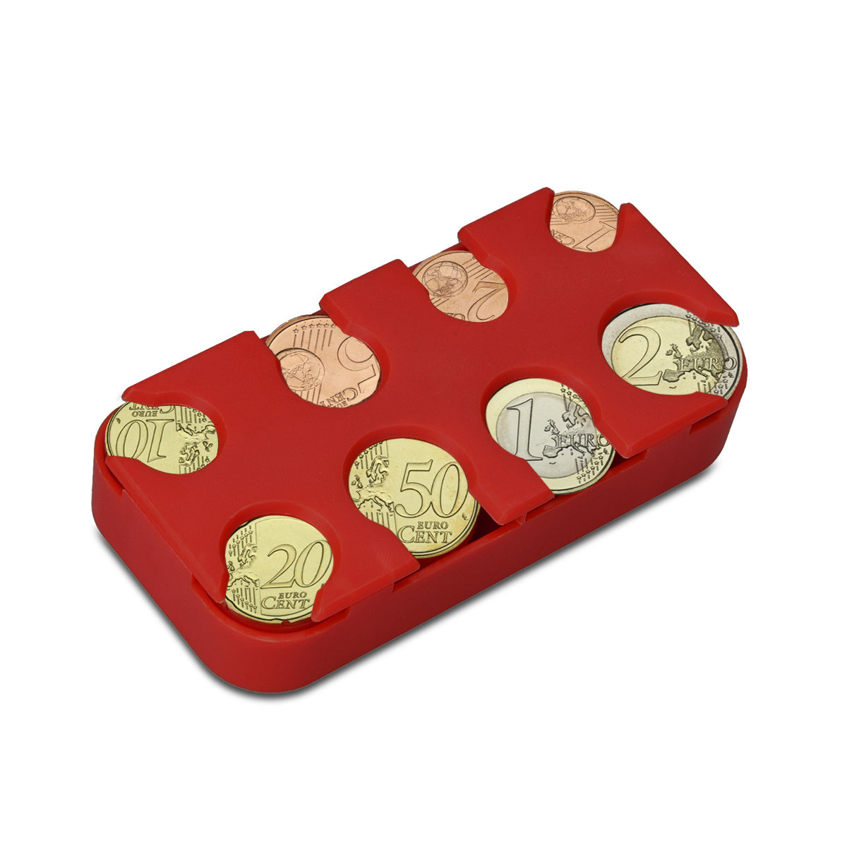 kwmobile Coin Box for Euro Coins - 8 Compartments from 1 Cent to 2 Euro - Coin Holder Coin Collector - Coin Dispenser Sorter