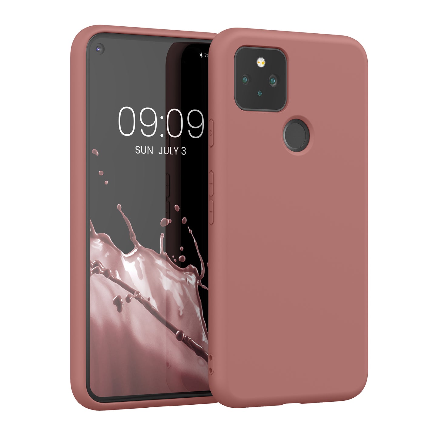 kwmobile Case Compatible with Google Pixel 5 - Rubberized Silicone Phone Case - Protective Cover for Wireless Charging - Case