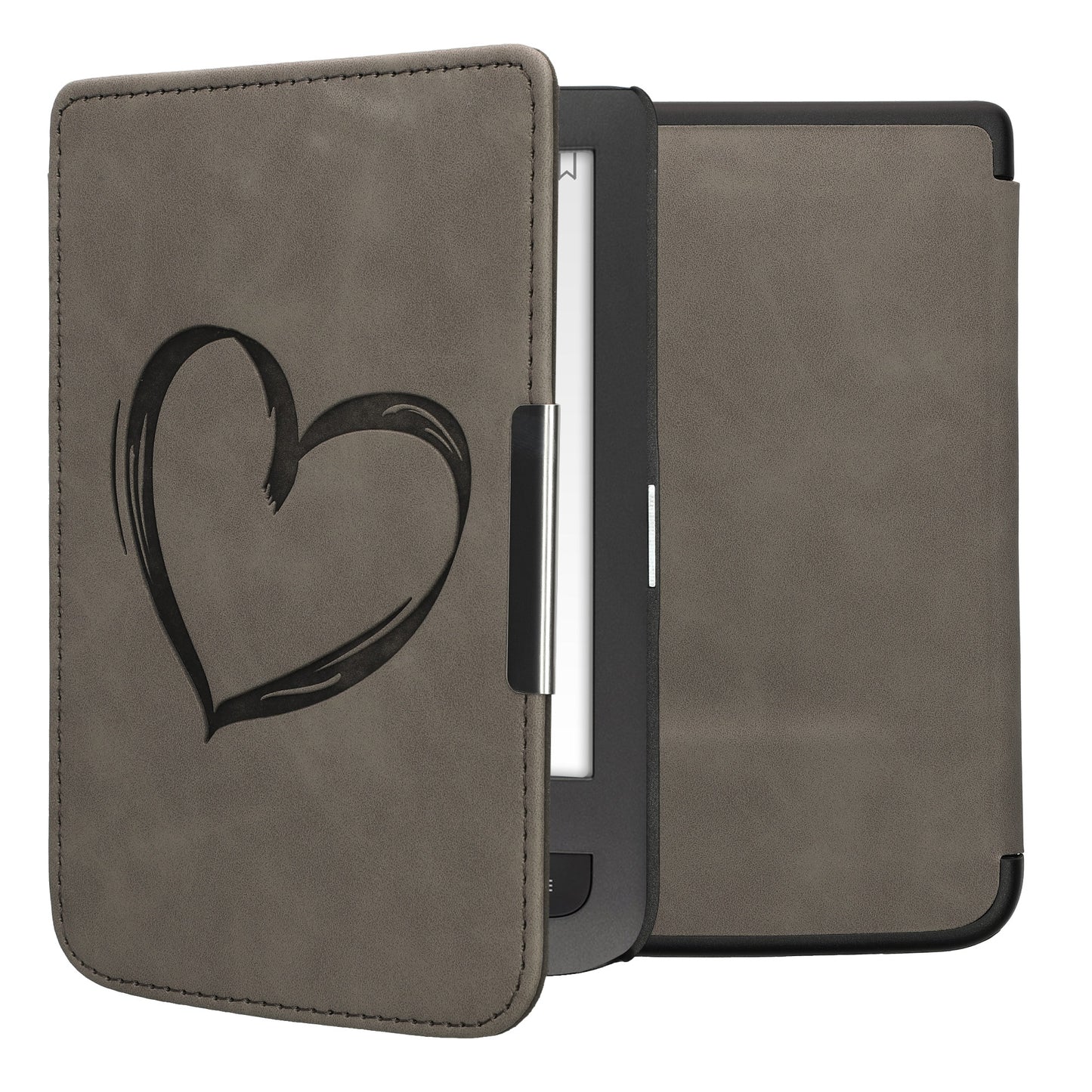 kwmobile Protective Case for Pocketbook Touch Lux 3/Basic Lux/Basic Touch 2 Case - eReader Faux Leather Cover with Auto Sleep Function