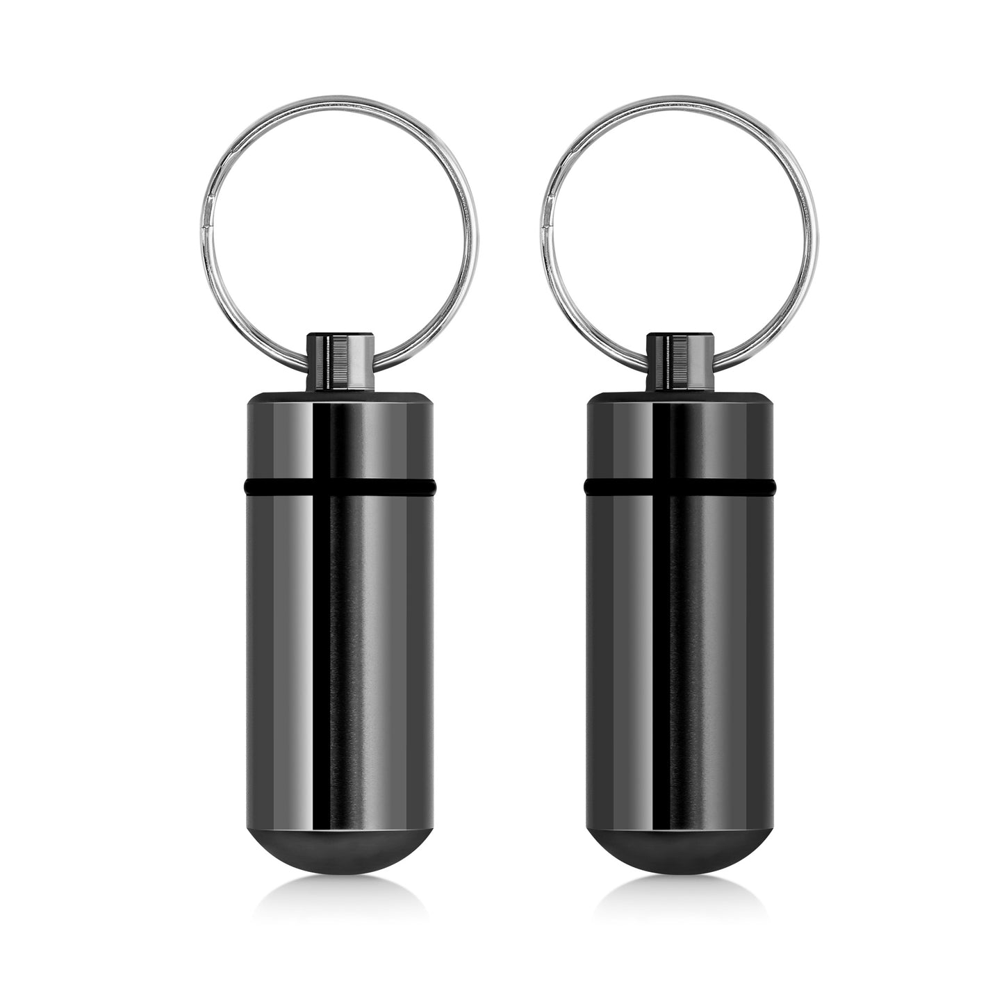 kwmobile Metal Pill Box with Ring, Capsule Box for Medications