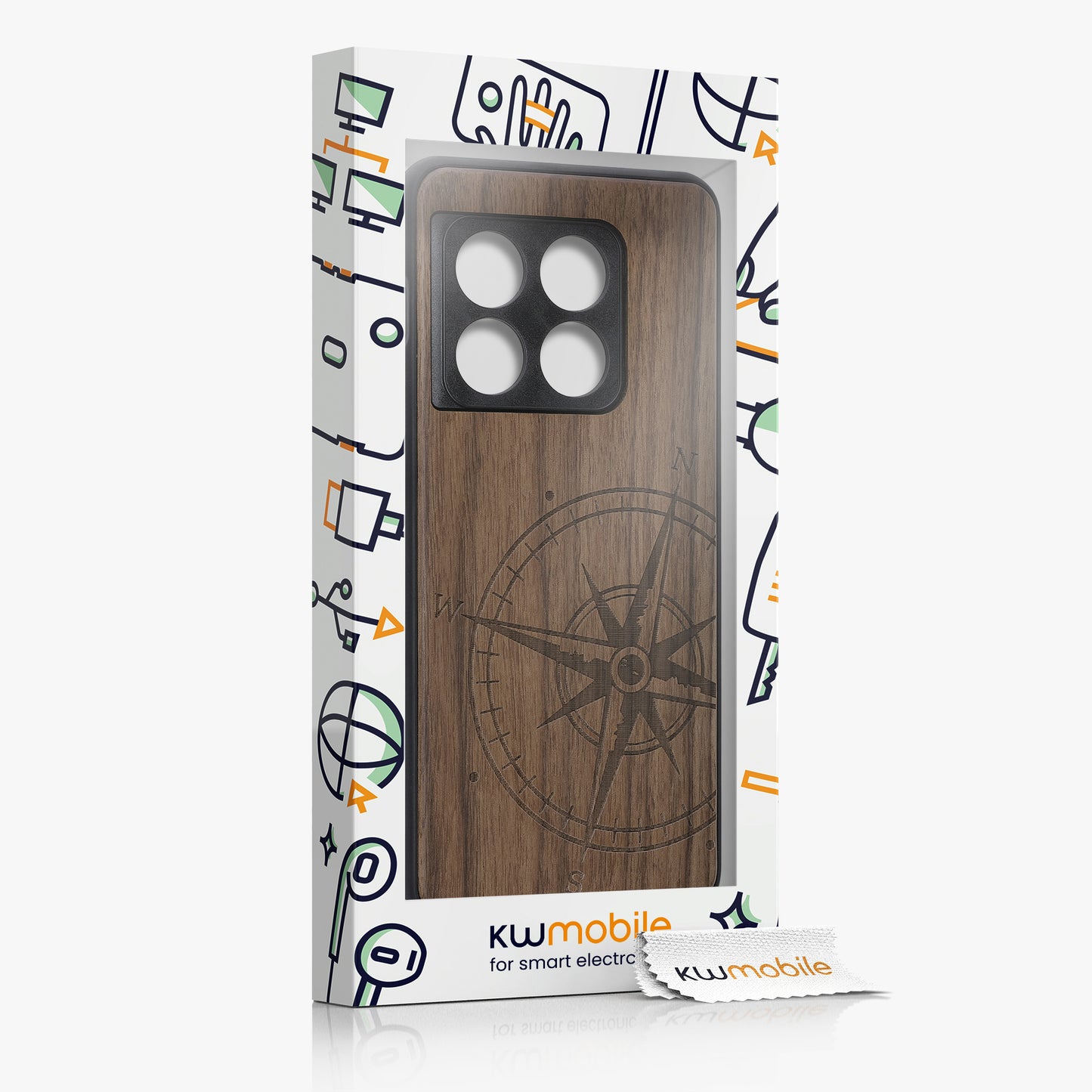 kwmobile Case Compatible with OnePlus 10 Pro 5G Phone Cover TPU Phone Case Compass Vintage