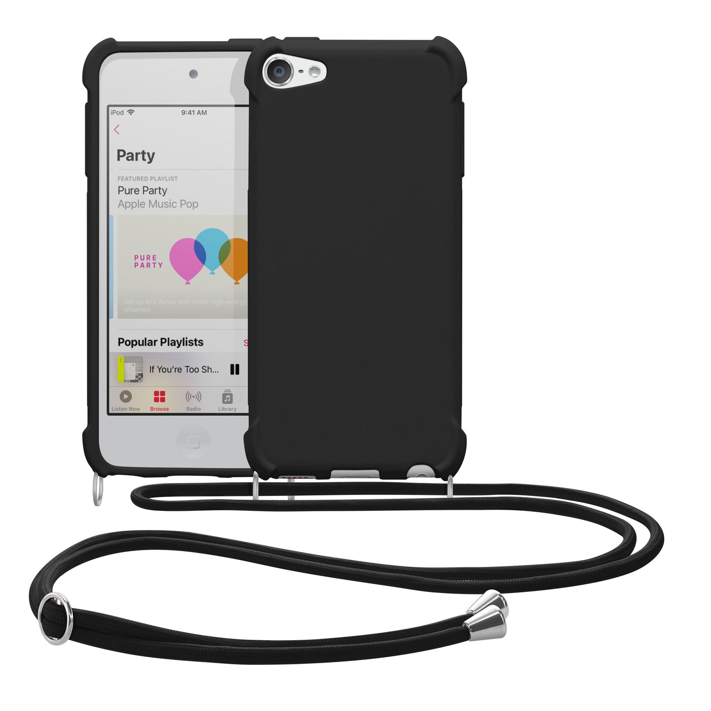kwmobile Case Compatible with Apple iPod Touch 6G / 7G (6th and 7th Generation) - Cover with Lanyard - Silicone Protective Case