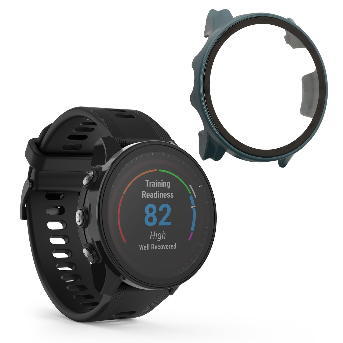 kwmobile Glass Case for Garmin Forerunner 955 Solar Protective Cover Fullbody Fitness Tracker Case Set
