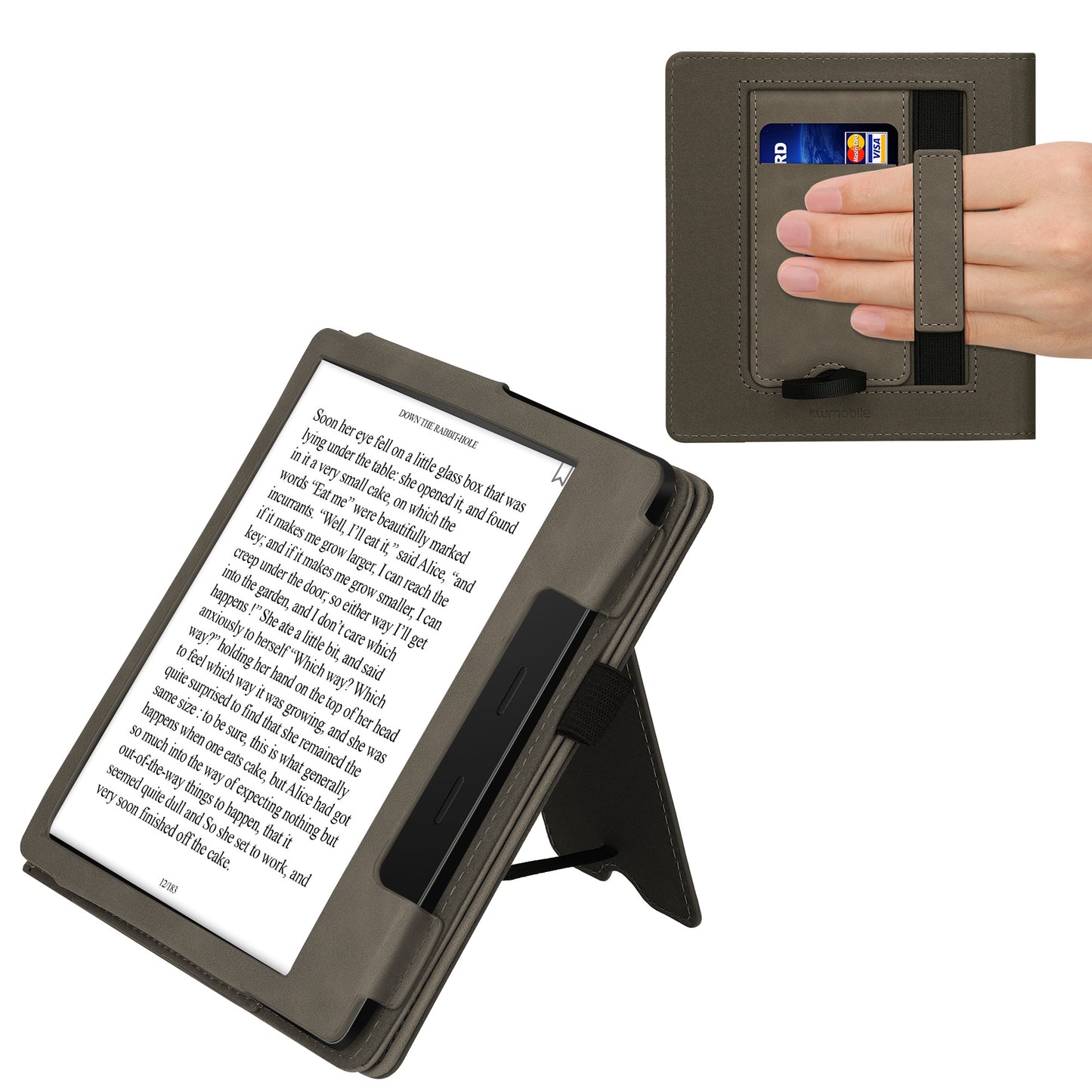 kwmobile Protective Case Compatible with Amazon Kindle Oasis 10th Generation Flip Case - Cover with Hand Strap