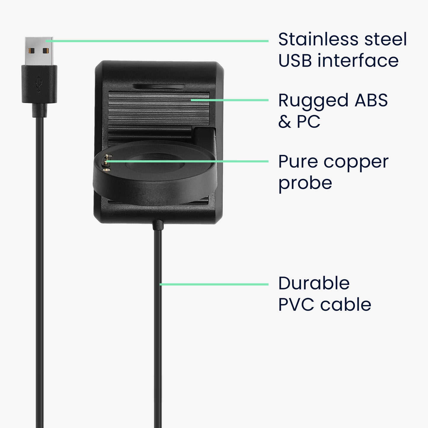 kwmobile USB Charger compatible with Ticwatch Pro 5 / Pro 3 / Pro 3 Lite / E3 - USB Cable Charger Stand - Smart Watch Charging Station - Docking Station - Charging Cable with Stand Function