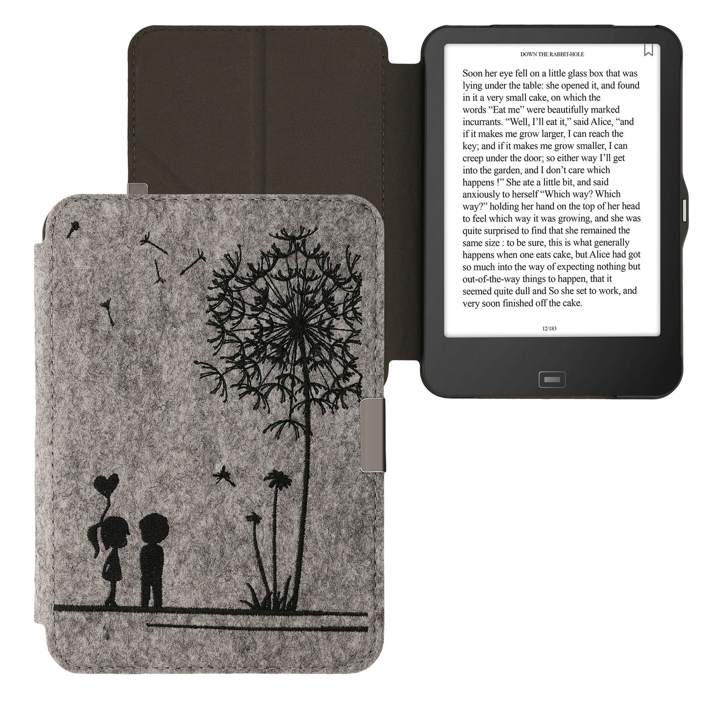 kwmobile Felt Case Compatible with Tolino Vision 1 / 2 / 3 / 4 HD Cover eReader Case with Stand Function Magnetic Closure