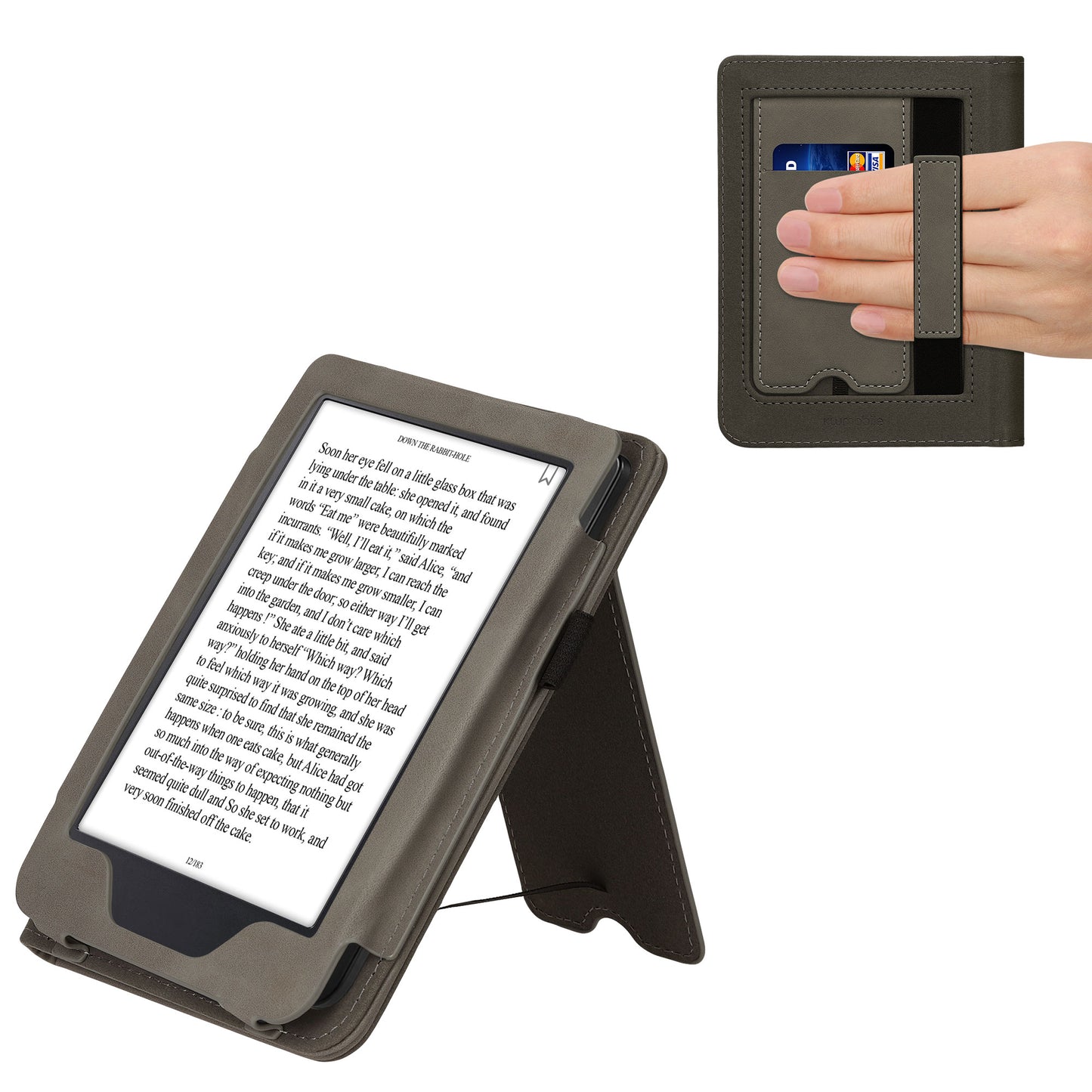 kwmobile Protective Case compatible with Kobo Clara 2E / Tolino Shine 4 Flip Case - Cover with Hand Strap