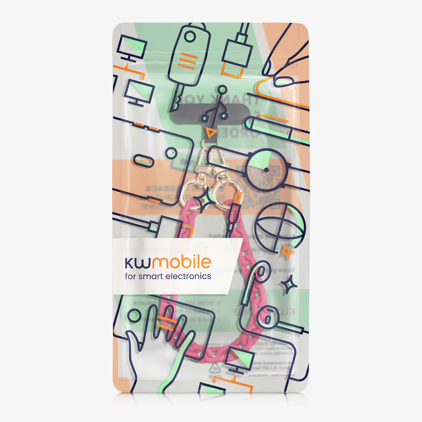 kwmobile Universal Phone Lanyard - Phone Strap for Hanging with Universal Holder - 35 x 1.4 cm