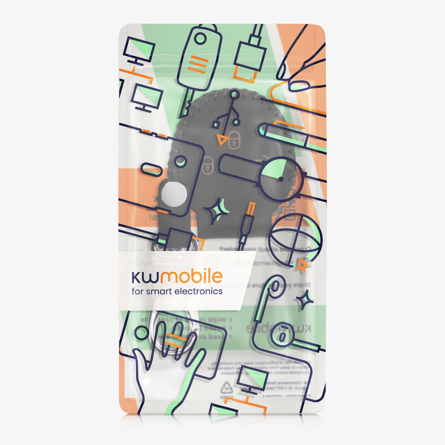kwmobile Car Key Cover Compatible with Smart 3-Button Remote Car Key Key Case Bag