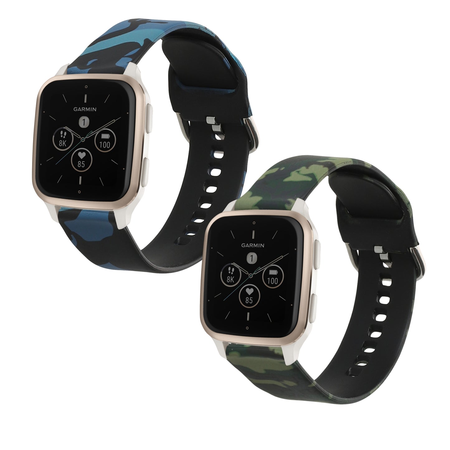 kwmobile Strap compatible with Garmin Venu Sq 2 Music / Sq 2 - 2x Fitness Tracker Silicone Sports Strap