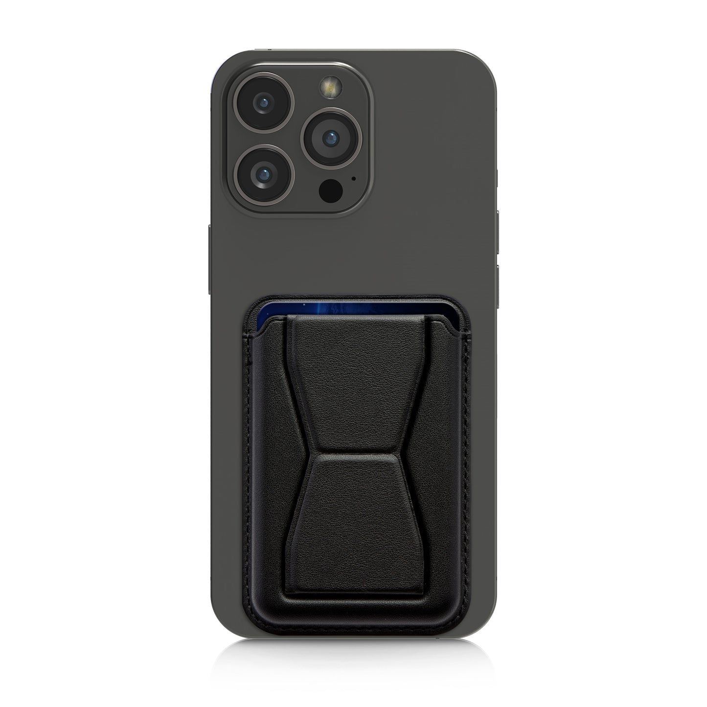 kwmobile Stick-on Card Holder for Smartphones Faux Leather Holder with Stand Function 65 x 95 mm Space for 2 Cards