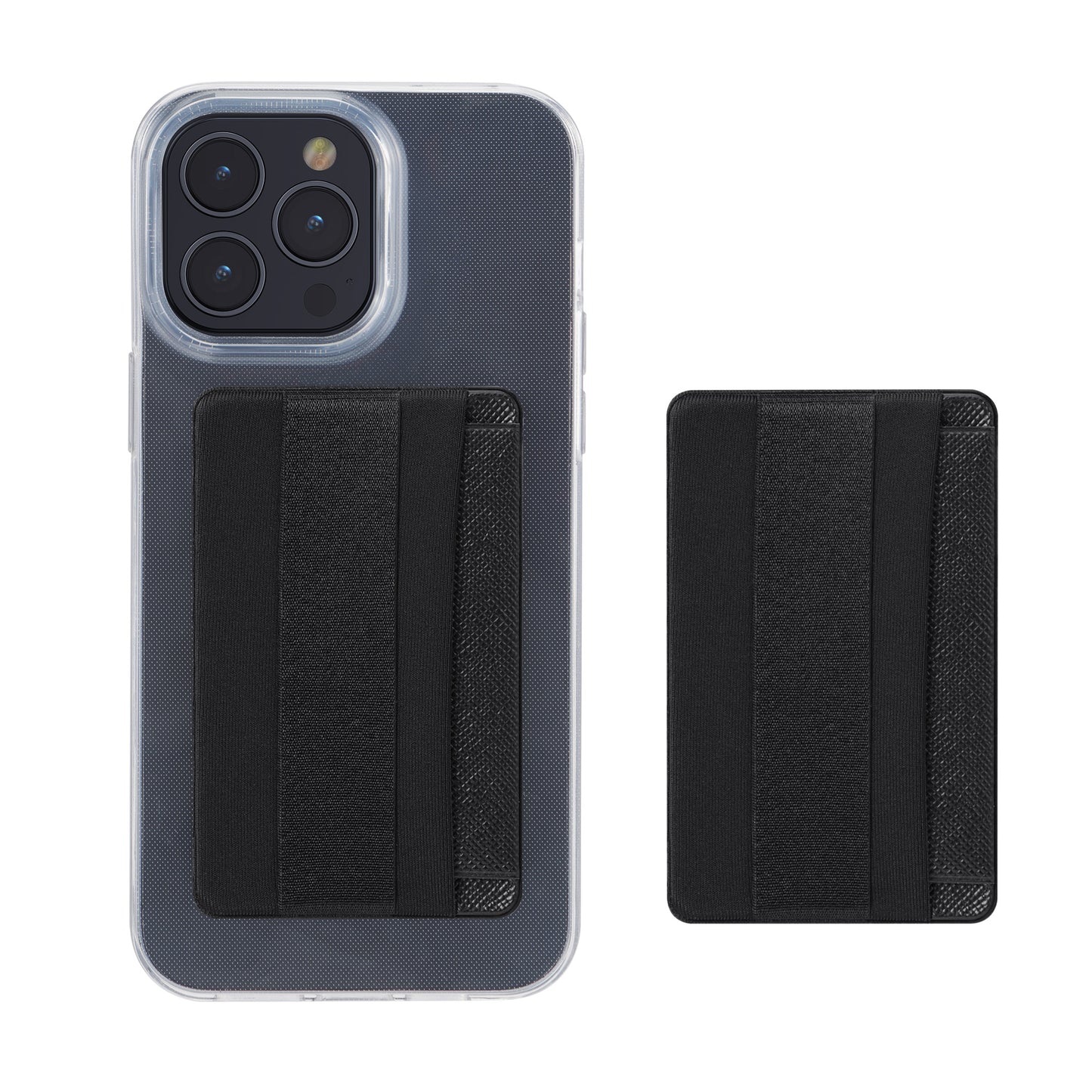 kwmobile Stick-on Card Holder for Smartphones Plastic Holder with Strap Space for up to 4 Cards