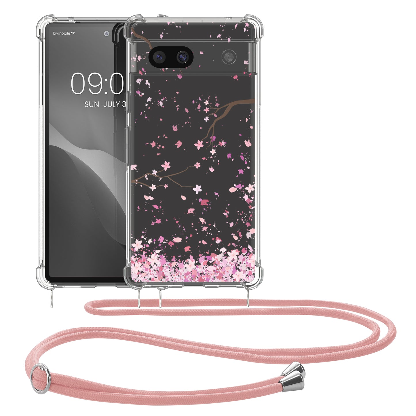 kwmobile Necklace Case Compatible with Google Pixel 7a Silicone Cover with Lanyard