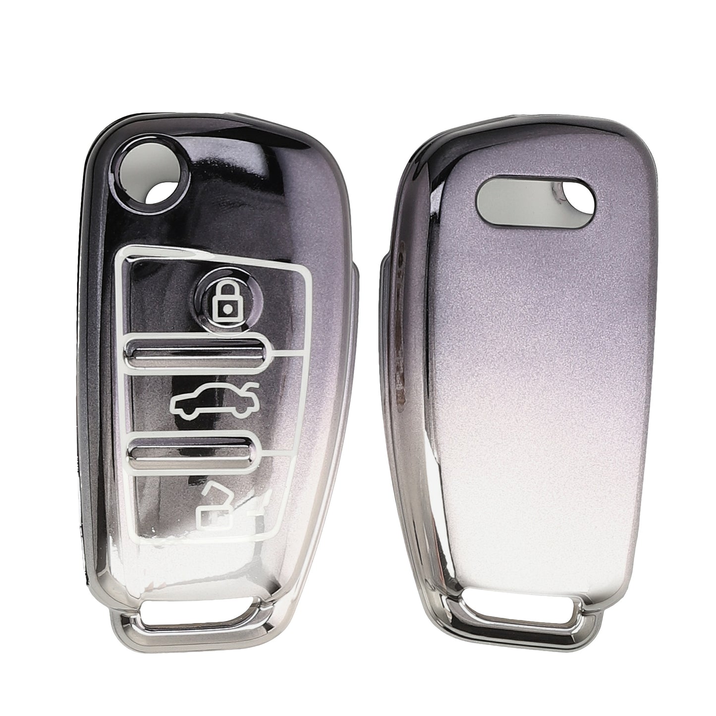 kwmobile Car Key Cover compatible with Audi 3-Button Folding Key - Silicone Protective Fob Case
