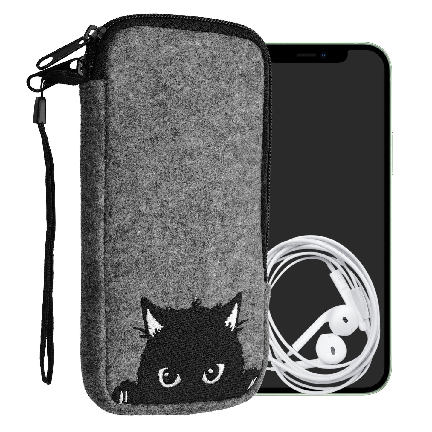 kwmobile Cell Phone Pouch for Smartphones - Felt Cell Phone Case - 16.5 x 8.9 cm Inner Dimensions